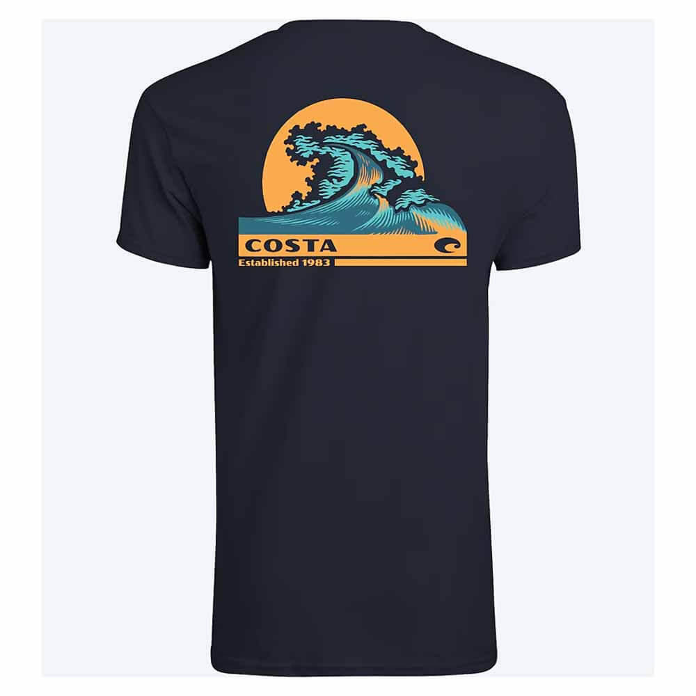 Costa Navy Rad Wave T-Shirt for Men - Comfortable Cotton Short Sleeve Tee - Perfect for Beach, Surfing & Casual Wear