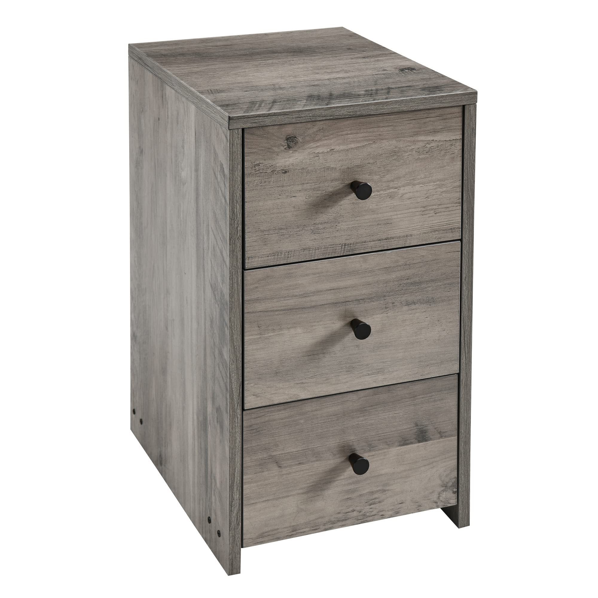 Industrial Nightstand with Drawers - Modern Bedside Table for Bedroom, Living Room & Office - Light Grey Accent Furniture (11.8