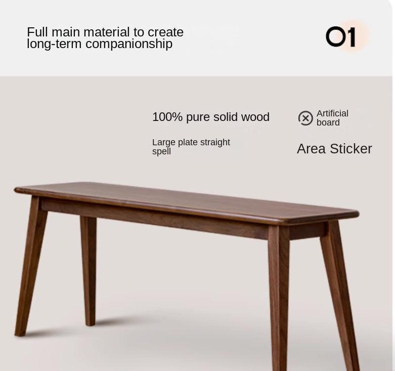 Solid Black Walnut Wood Modern Long Bench - Stylish Entryway, Dining Room, or Living Room Seating Furniture for Home Decor