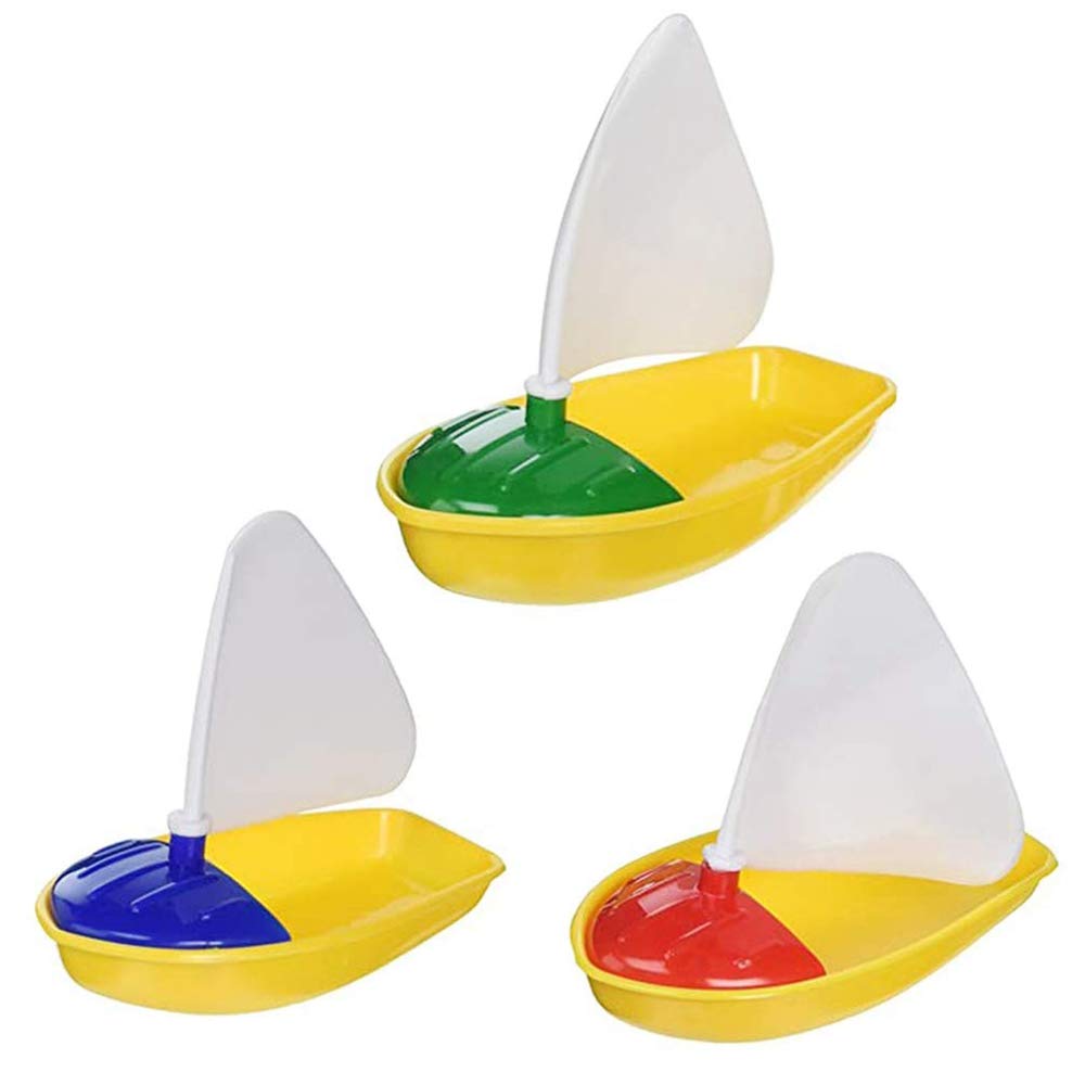 HAYLEY 3-Piece Bath Boat Toy Set - Colorful Plastic Sailboats for Kids Bathtub Play (Small, Medium Sizes) - Fun Bath Time & Pool Floating Toys for Toddlers