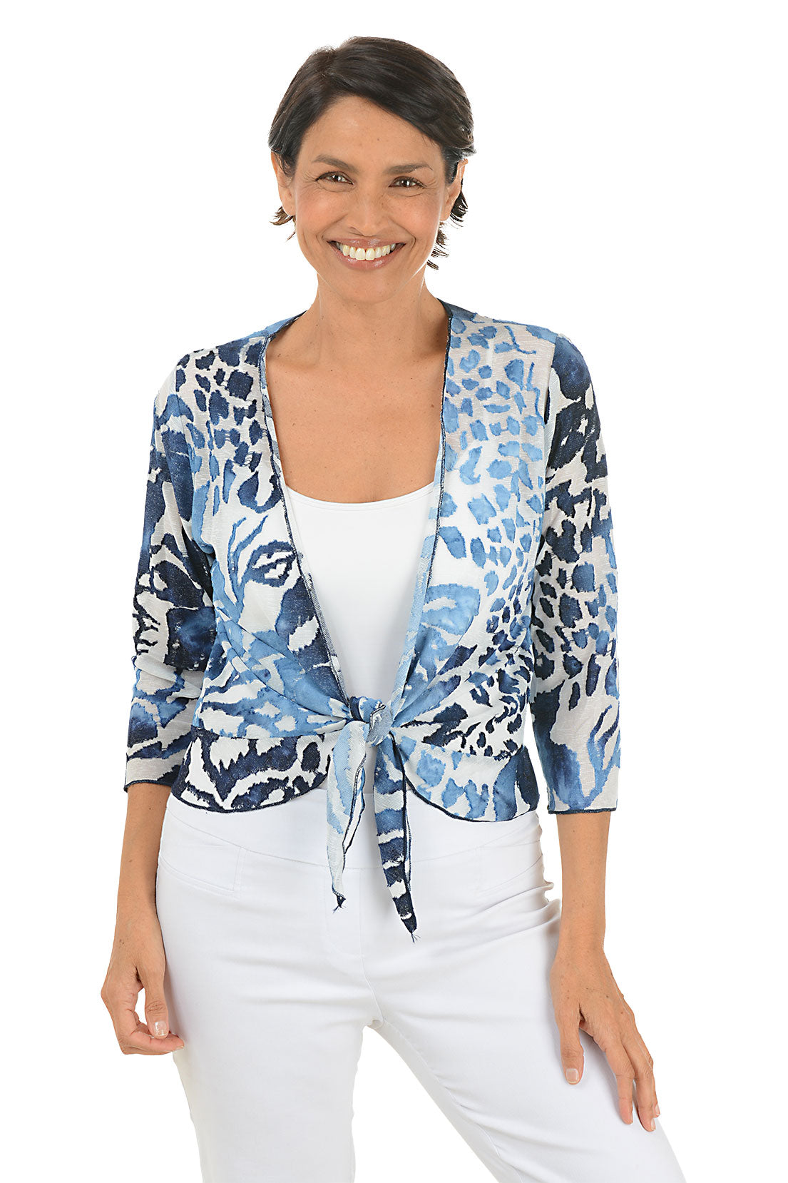 Leopard Print Tie Front Shrug - Stylish & Trendy Women's Fashion Top for Casual Outfits & Evening Wear