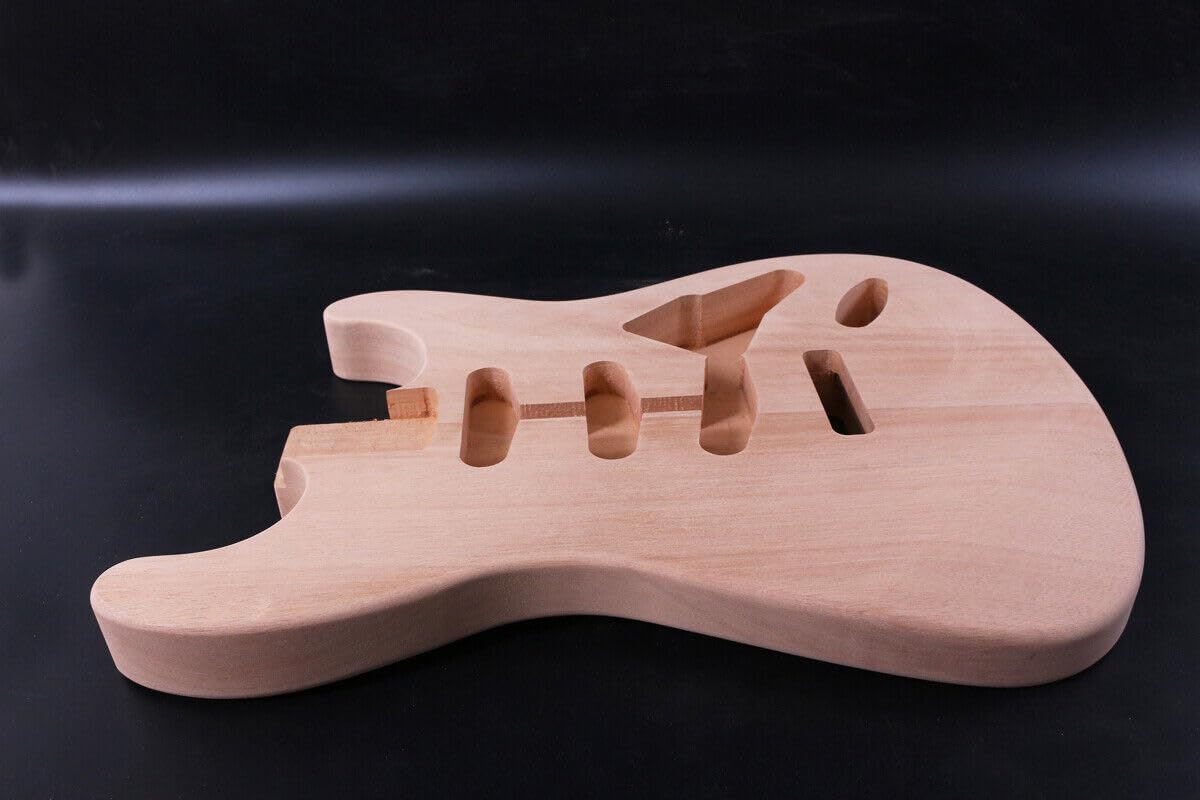Unfinished Mahogany Guitar Body DIY Kit - SSS Style Bolt-On Heel for Electric Guitar Building & Customization (S17T Whole Piece) | Perfect for Luthiers, Musicians & Guitar Enthusiasts
