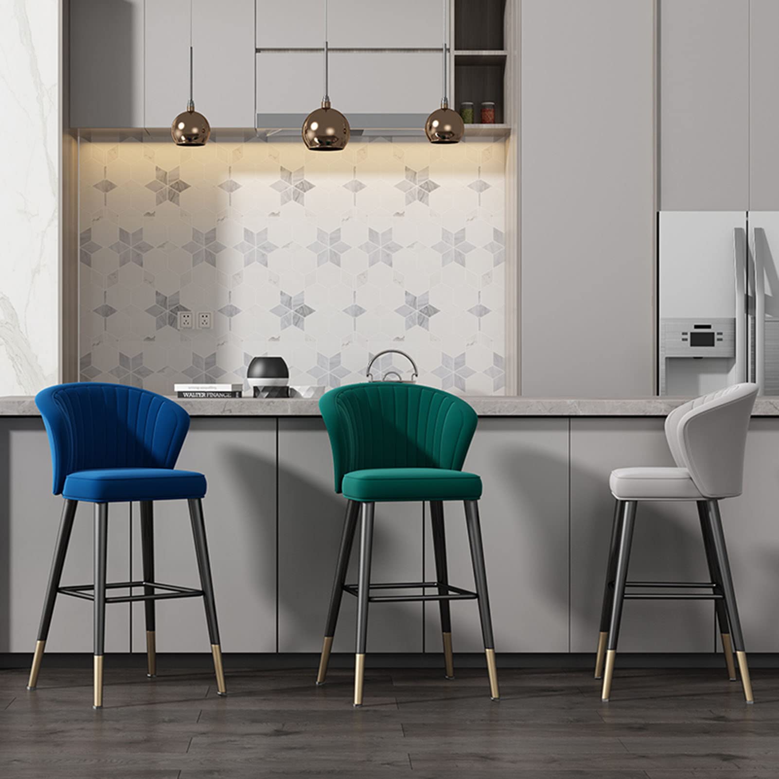 Premium Velvet Bar Stools Set of 2 - 26