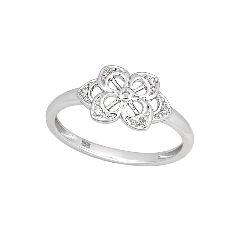 9ct White Gold Diamond Ring with 7 Brilliant Cut Diamonds - Elegant Engagement & Wedding Jewelry for Women