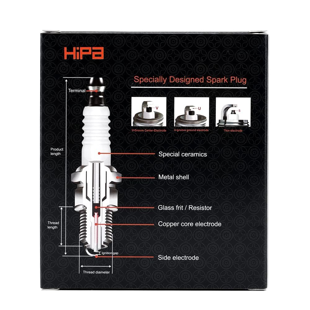 Hipa 794-00055A Spark Plug 4 Pack - Compatible with MTD 794-00055A, 753-06847, 753-06193, 794-00050 - Replaces Champion RDJ7J, DJ7J & NGK BM6F - Ideal for Lawn Mowers, Snow Blowers & Small Engine Maintenance