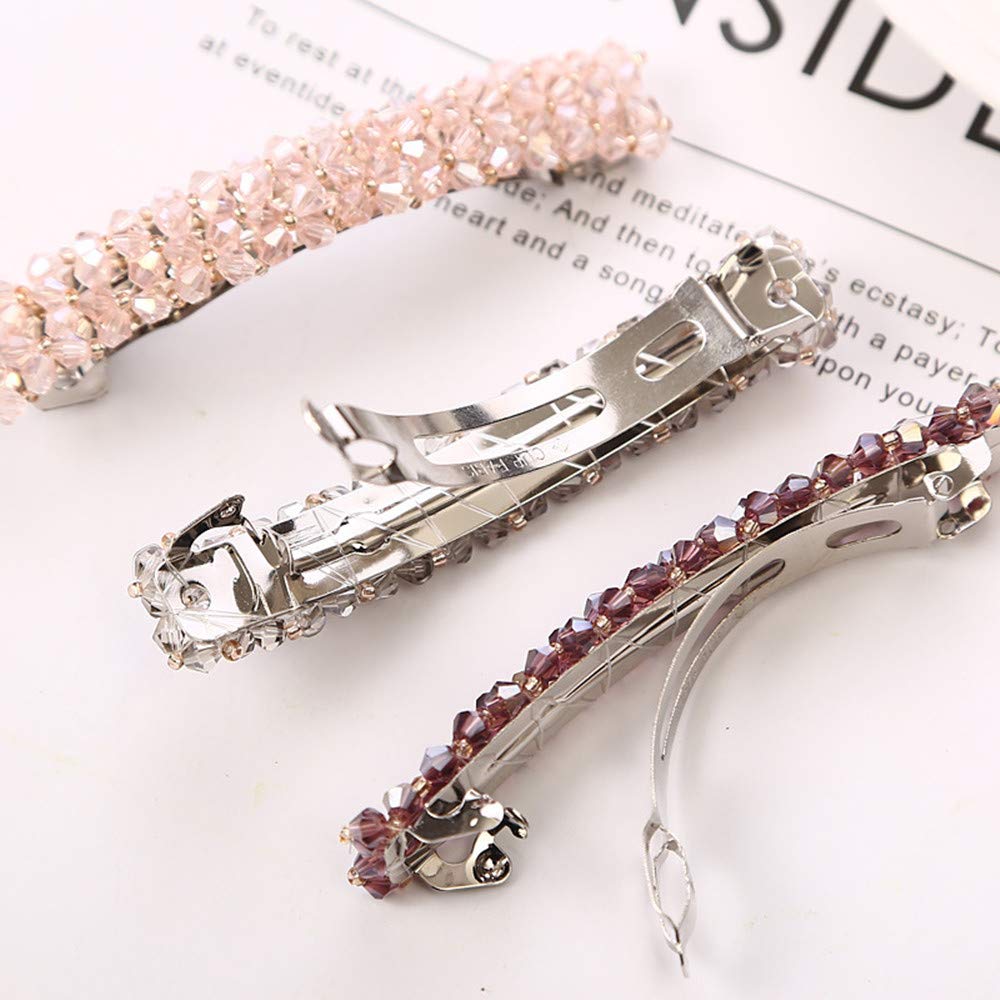 Elegant Crystal Rhinestone Hair Barrettes & Clips - French Design Bridal Hair Accessories for Women & Teens | Perfect for Weddings, Prom, Parties & Everyday Styling