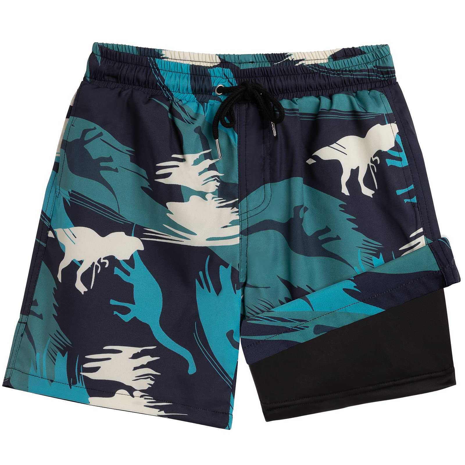 **Boys Swim Trunks Quick Dry with Boxer Brief Liner - UPF 50+ Bathing Suits for Swimming, Beach & Pool - Comfortable Compression Swim Shorts**