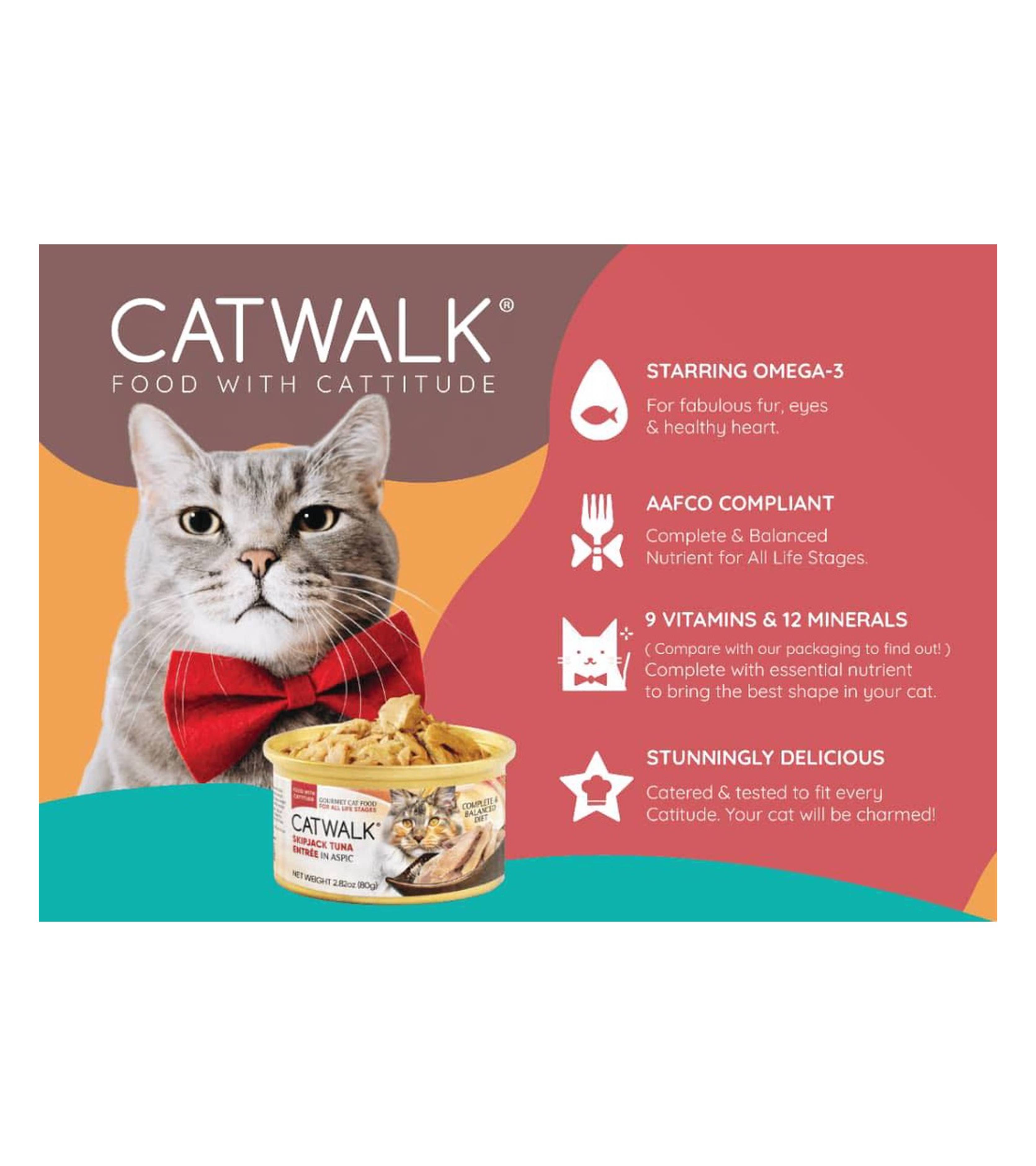 Premium Catwalk Skipjack Tuna Entrée in Aspic - Grain-Free Wet Cat Food (80g) - Delicious & Nutritious Meal for Adult Cats - Perfect for Special Occasions & Picky Eaters