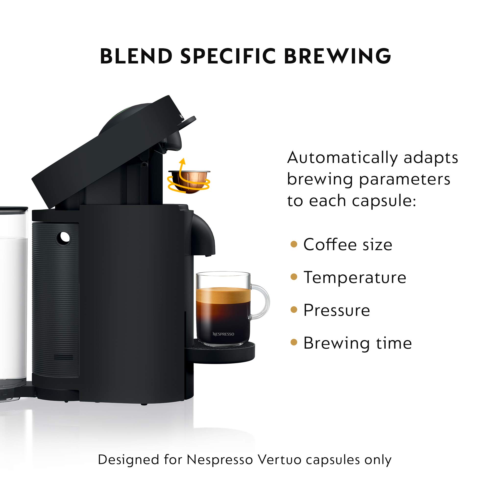 De'Longhi Nespresso VertuoPlus Coffee & Espresso Machine with Aeroccino Milk Frother - Limited Edition Matte Black | Perfect for Home & Office Brewing