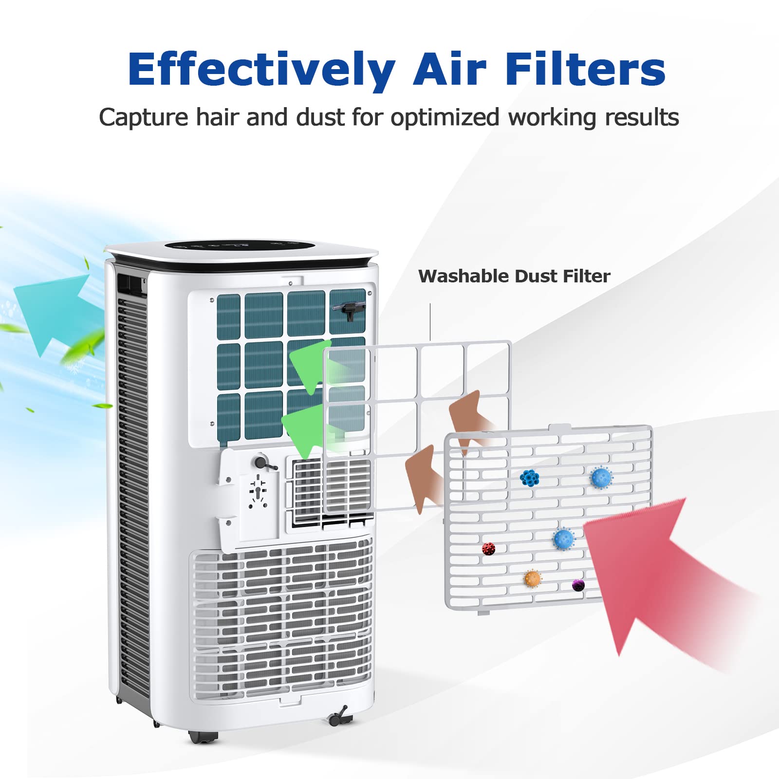 ARLIME 9000 BTU Portable Air Conditioner with Remote Control - 2 Speed Fan, Cools Up to 350 Sq.Ft, 24H Timer & Window Kit - Energy Efficient Floor AC Unit for Bedroom, Office, Dorm, RV - Perfect for Summer Cooling & Small Space Comfort