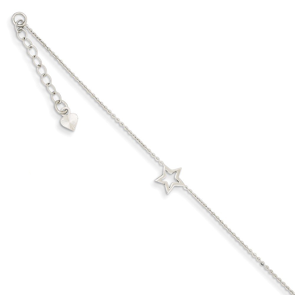 14K White Gold Adjustable Star Anklet Bracelet for Women - Dainty Adjustable Ankle Chain Jewelry for Everyday Wear, Beach Vacation & Special Occasions