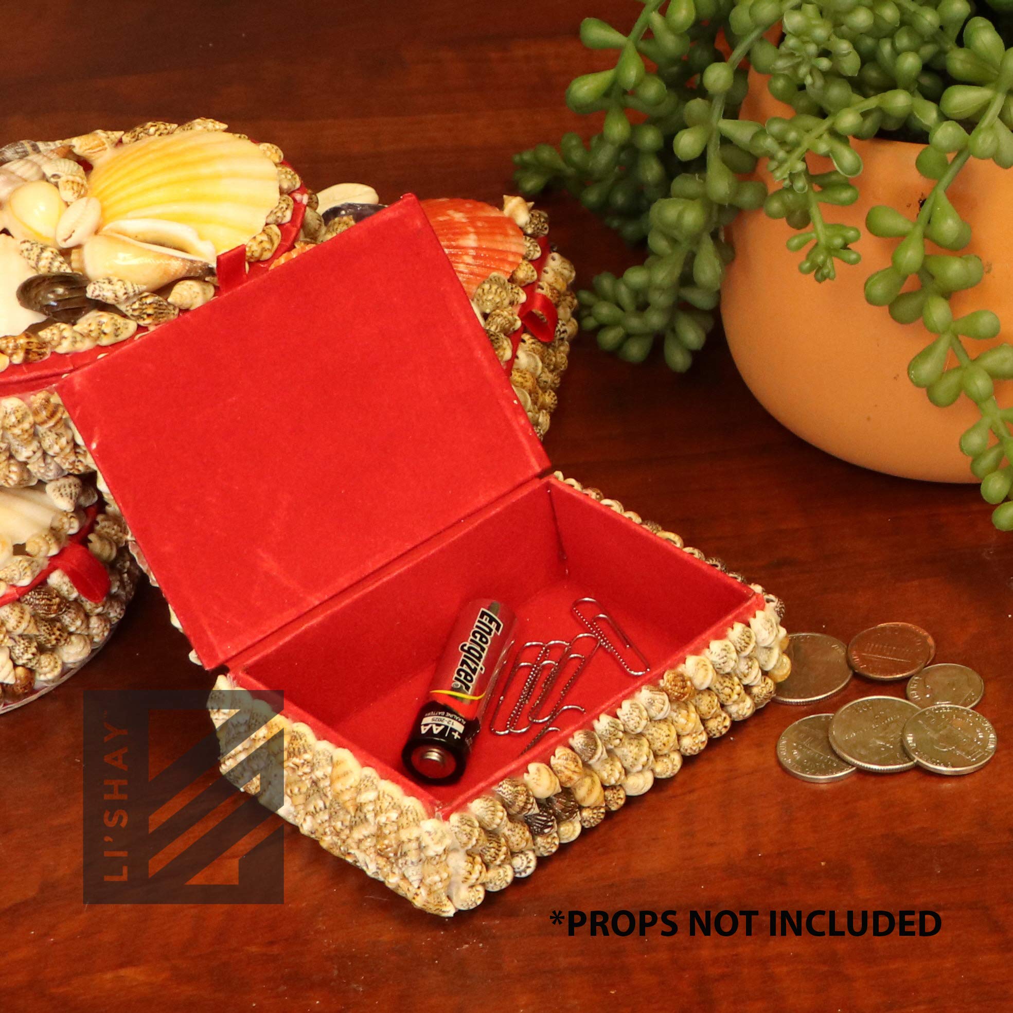 Li'Shay Natural Seashell Jewelry Box - 4 Inch Rectangle Trinket Box for Rings, Necklaces & Keepsakes | Perfect for Beach-Themed Decor & Gift Giving
