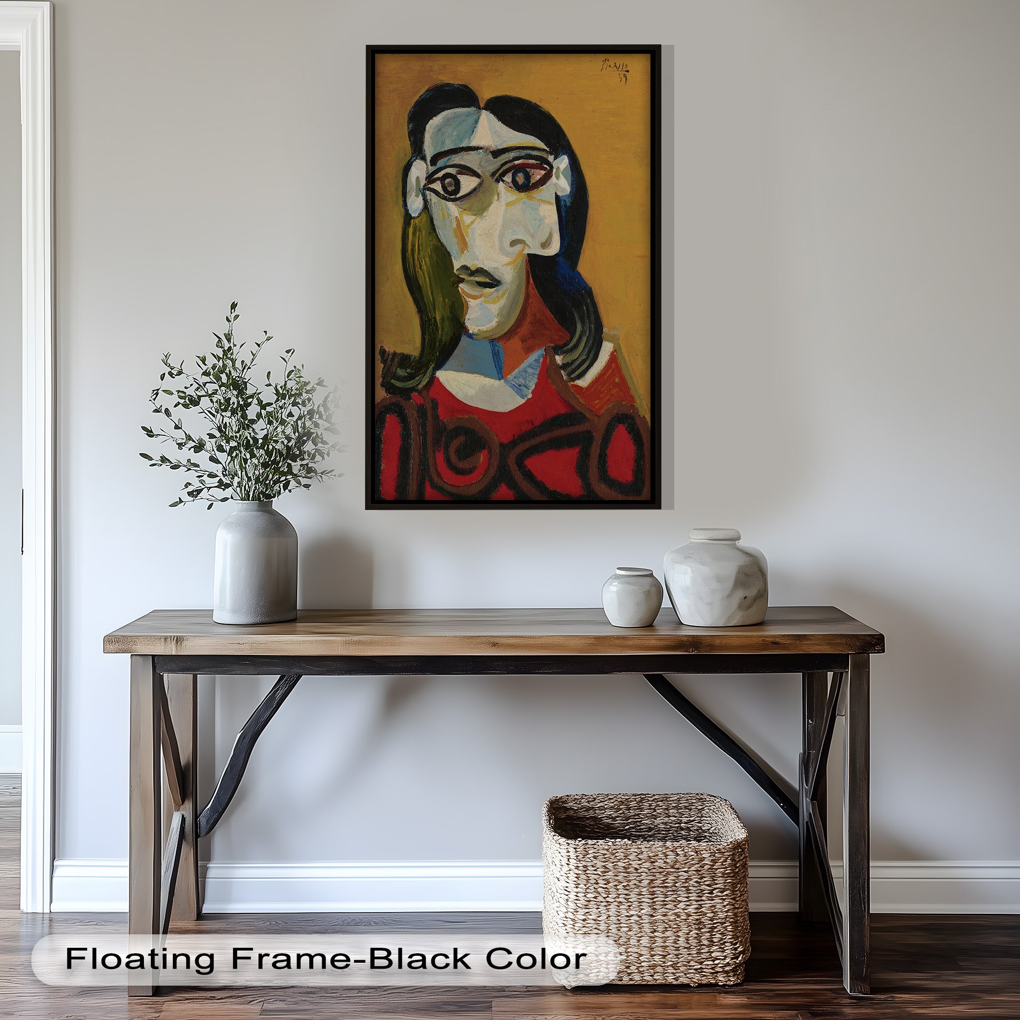 Abstract Portrait with Red Garment - Picasso Style Oil Painting Reproduction - Wall Art for Living Room, Bedroom & Office Decor
