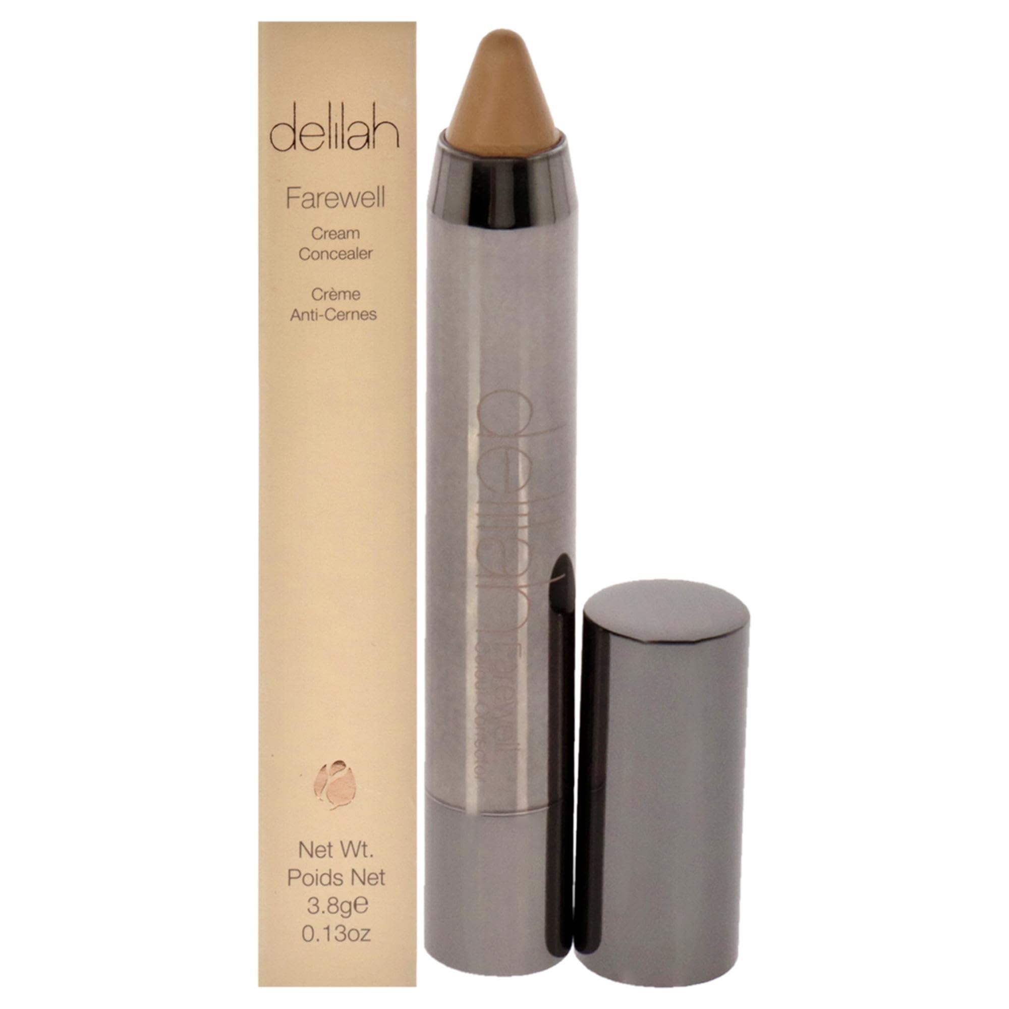 Delilah Farewell Cream Concealer - Honey Shade for Women, 0.13 oz, Full Coverage & Hydrating Under Eye Concealer - Perfect for Dark Circles, Blemishes & Everyday Makeup Routine