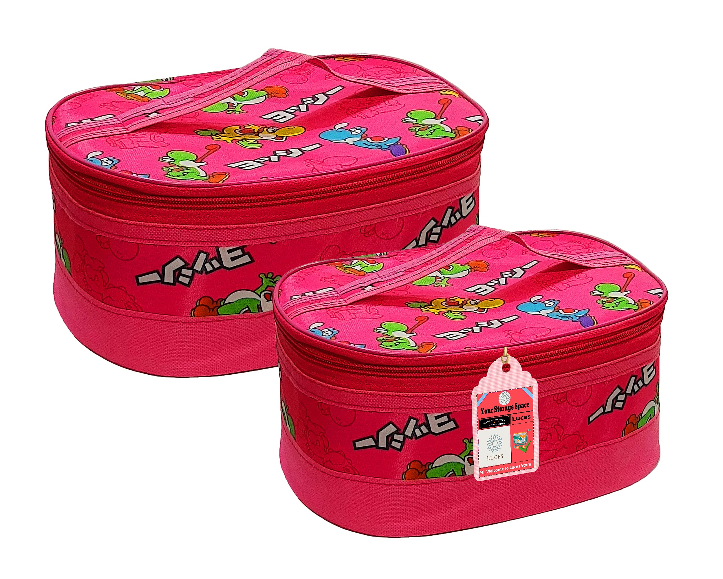 LUCES® 2 Pack Waterproof Makeup Bags for Women - Travel Cosmetic Organizer with Strong Zipper - Pink Toiletry Case for Makeup, Skincare & Travel Essentials - Perfect for Vacation, Gym & Daily Use