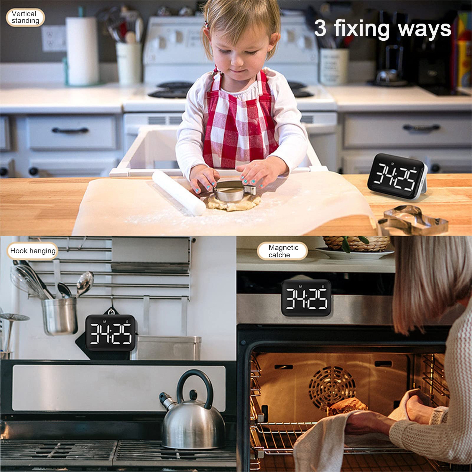 Digital Kitchen Timer with LCD Display - Magnetic Countdown Timer for Cooking, Baking, and Classroom Use | Perfect for Kitchen, Office, and Study Sessions