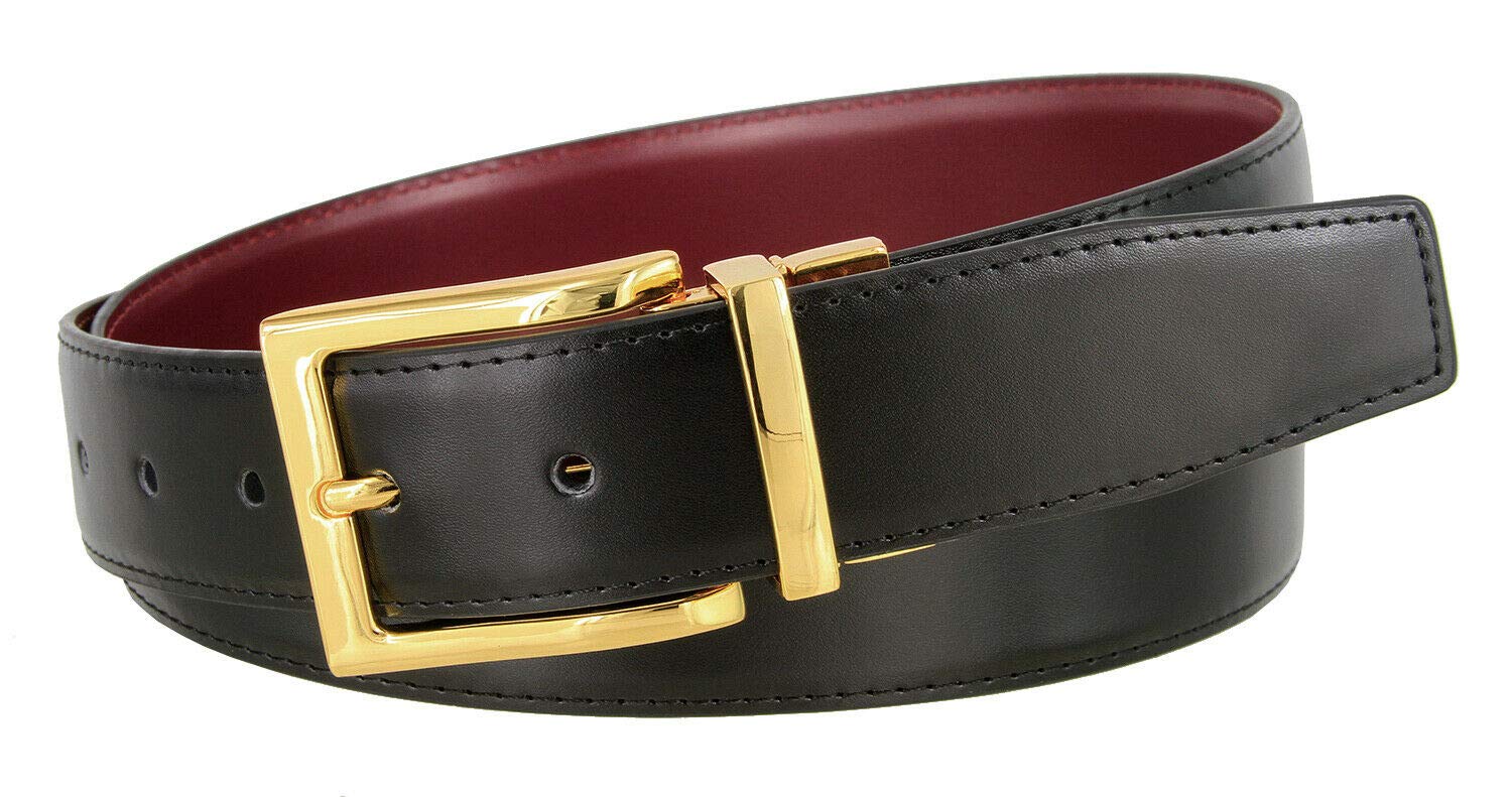Genuine Leather Reversible Belt for Men - 1-3/8