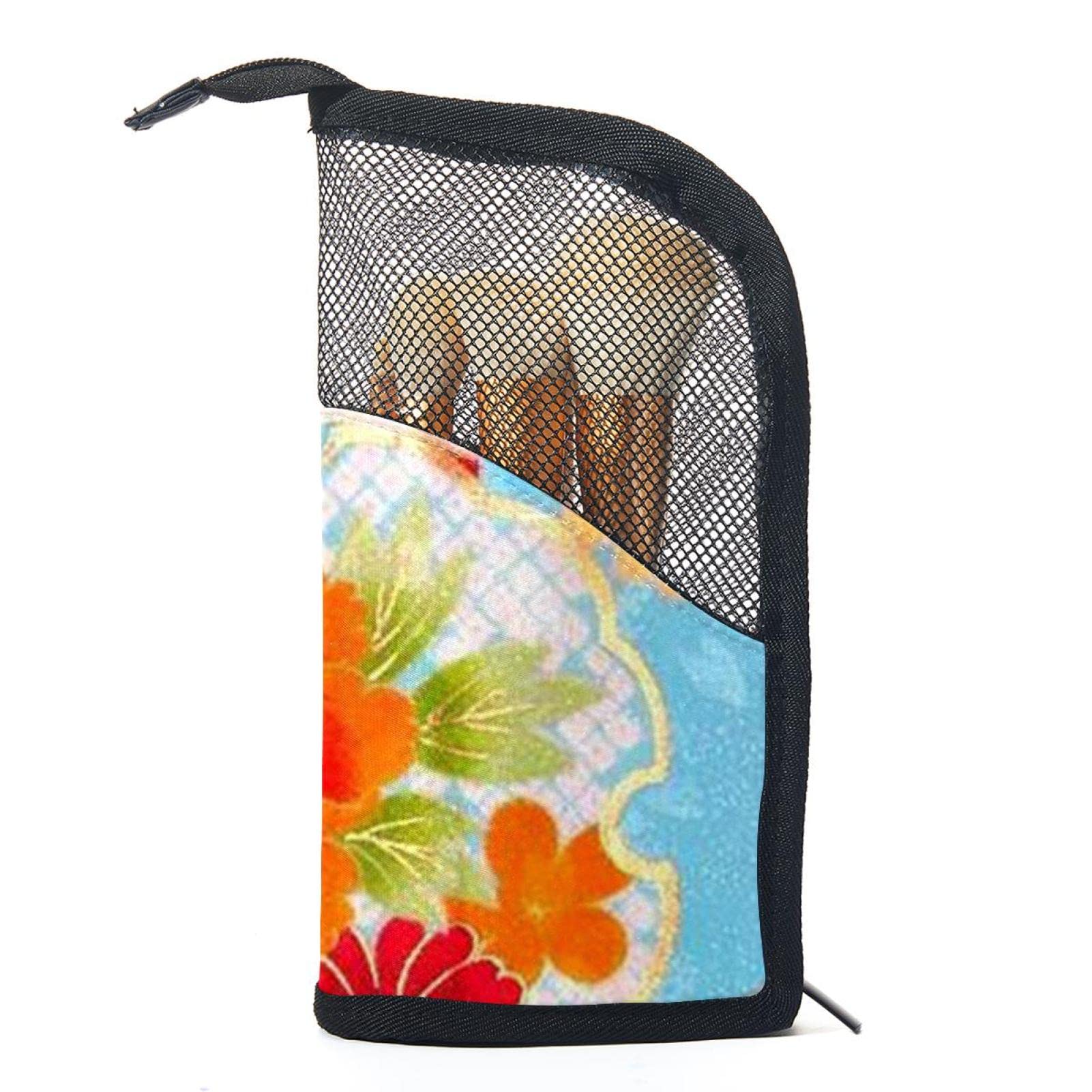 12-Piece Peony Flower Makeup Brush Set with Organizer Bag - Portable Cosmetic Brush Holder for Travel & Home Storage | Colorful Makeup Brush Case for Professionals & Beginners