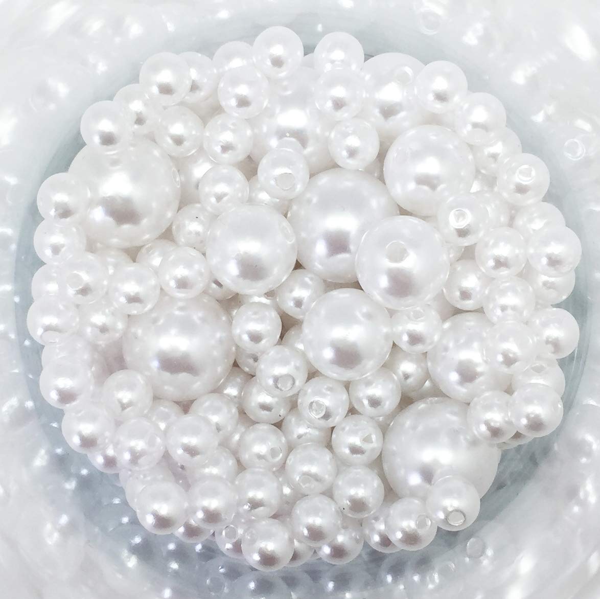 850 pcs 8mm-18mm White Pearl Beads for Jewelry Making, DIY Crafts, Vase Filler - Bulk Pearls Beads for Necklace, Bracelet, Home Decor & Wedding Centerpieces | LOLASATURDAYS