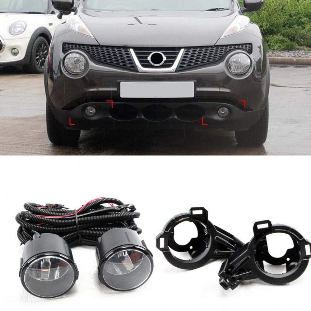 2012-2014 Nissan Juke Clear Fog Lights Kit - Front Bumper Driving Lamps Assembly Replacement for Enhanced Visibility in Rain & Foggy Conditions