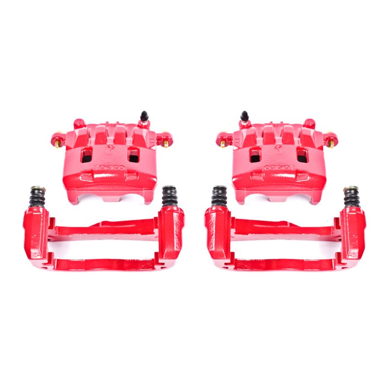 Power Stop Front S2682 High-Temp Red Powder Coated Brake Calipers Pair - Durable Performance for Trucks, SUVs & Muscle Cars - Perfect for Off-Roading, Towing & High-Performance Driving