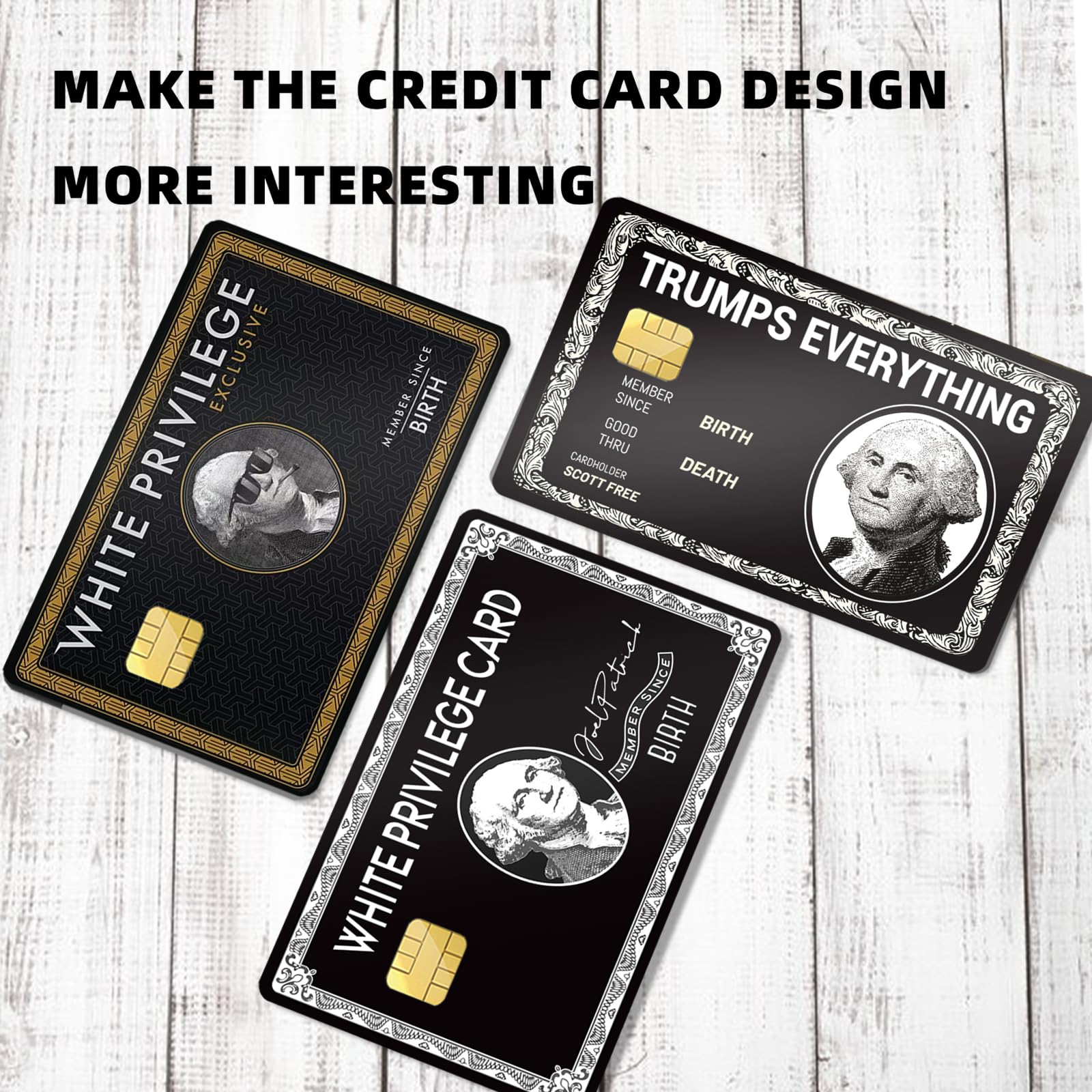 White Privilege Card Stickers - 3Pcs Removable Waterproof Skin for Credit & Debit Cards | No Bubbles, Slim Design | Perfect for Personalizing Bank Cards, Wallet Organization & Expressing Social Commentary