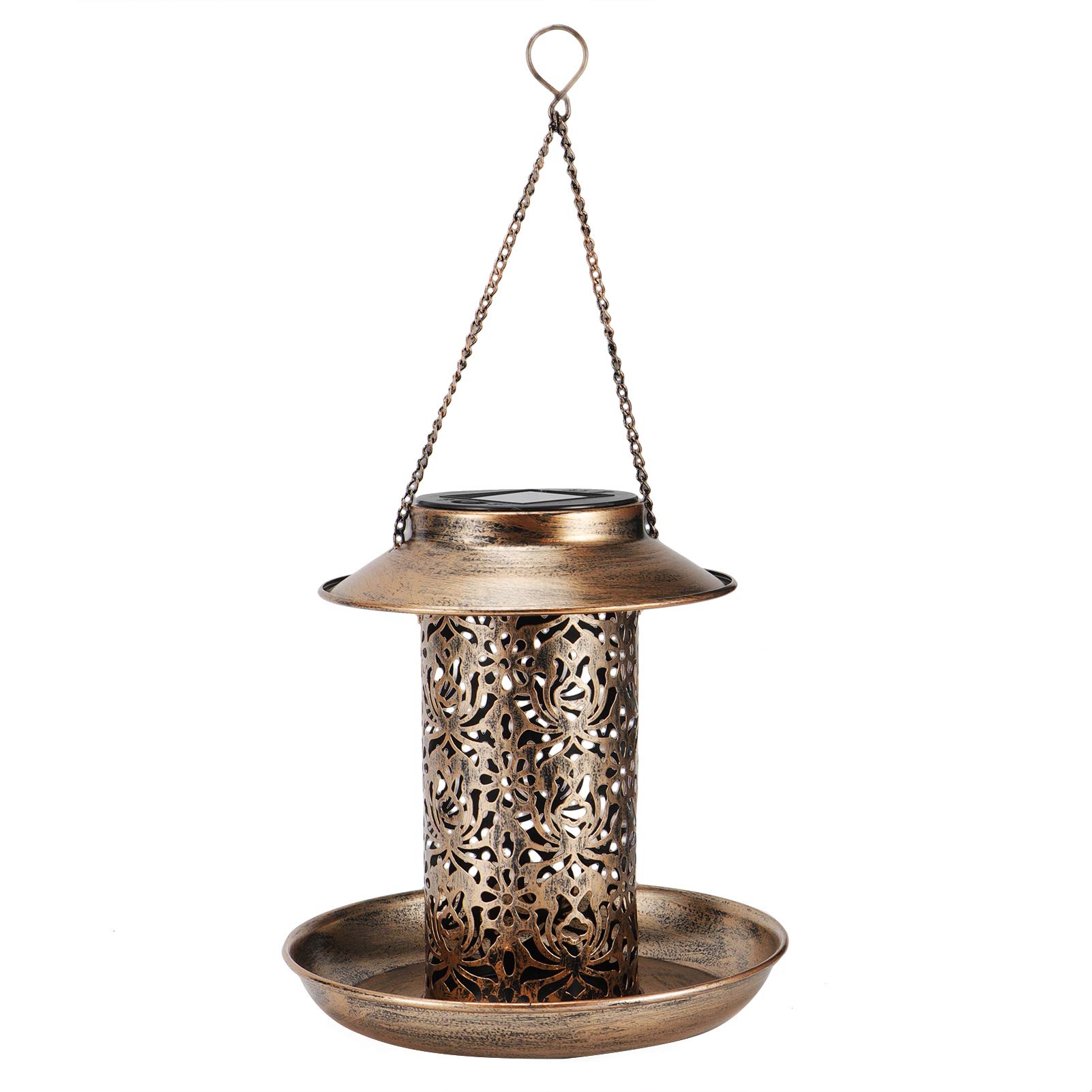 Solar Powered Bird Feeder with LED Light - Waterproof Outdoor Hanging Garden Lantern for Patio, Courtyard & Backyard Decor | Perfect for Bird Watching & Nighttime Ambience