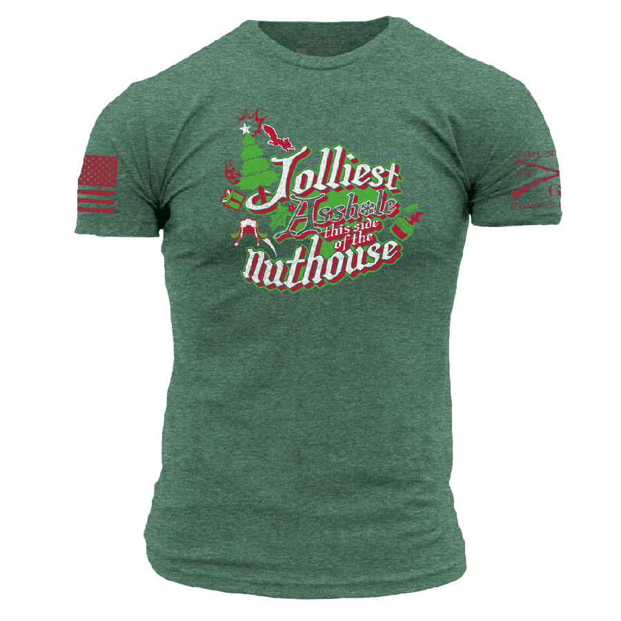 This Side of the Nuthouse Graphic T-Shirt - Heather Forest Green Cotton Tee for Men & Women - Casual Funny Slogan Shirt for Parties, Gifts and Everyday Wear
