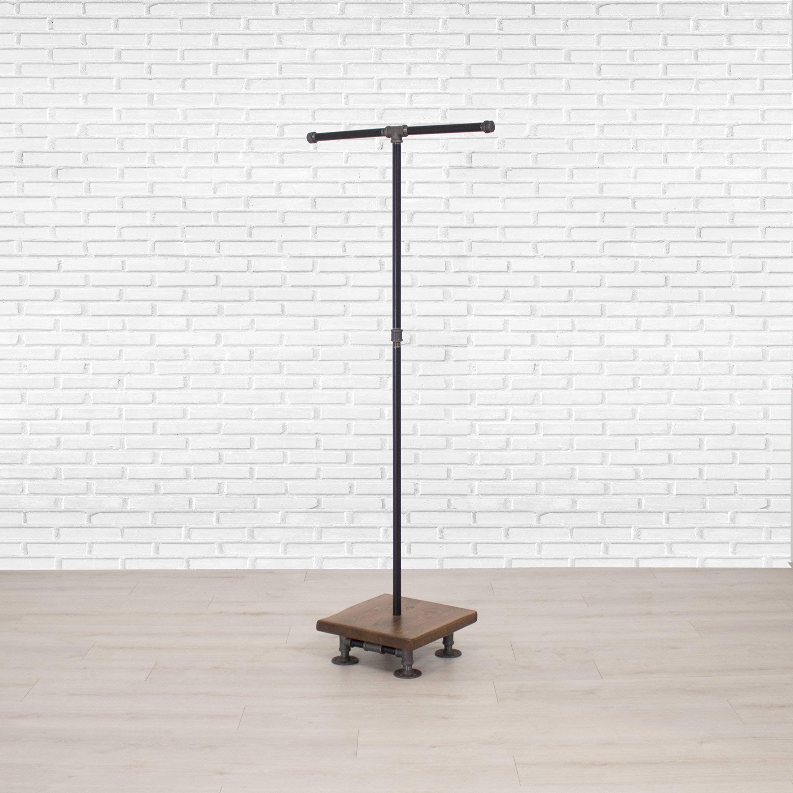 Industrial Pipe & Wood Garment Rack - 2-Way Clothing Rack with Shelves for Closet Organization, Storage & Display - Perfect for Retail Stores, Boutiques & Home Closet Organization