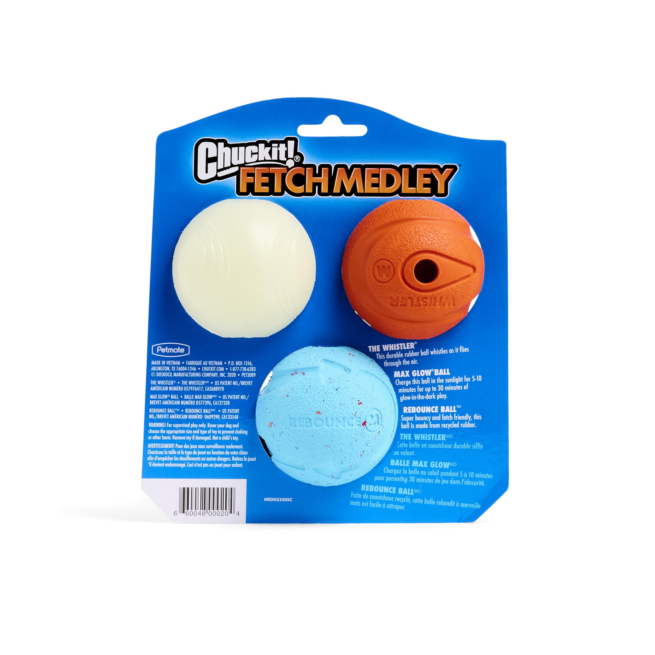 Chuckit Gen 1 Fetch Pack Dog Balls - Interactive Dog Toys for Training & Play, High-Bounce Fetch Ball with Floating Ultra & Rugged Design, Durable Medium Size 2.5-inch Diameter (Set of 3) - Perfect for Beach, Park & Backyard Fetch Games