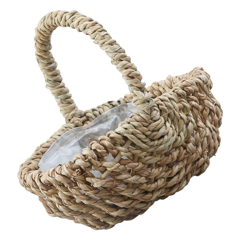 Cabilock Seagrass Woven Basket Planter - Handmade Desktop Wicker Pot for Succulents, Flowers & Plants | Perfect for Home, Garden, Office Decor & Wedding Centerpieces