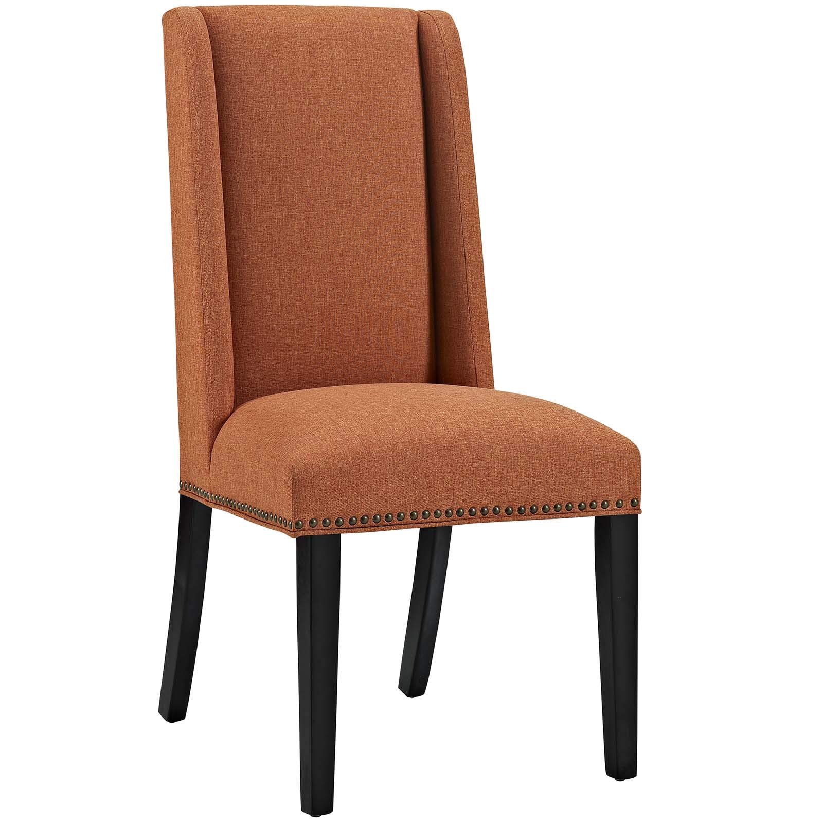 Modway Baron Modern Tall Back Wood Upholstered Fabric Dining Chairs Set of 2 in Orange - Perfect for Kitchen, Dining Room & Contemporary Home Decor