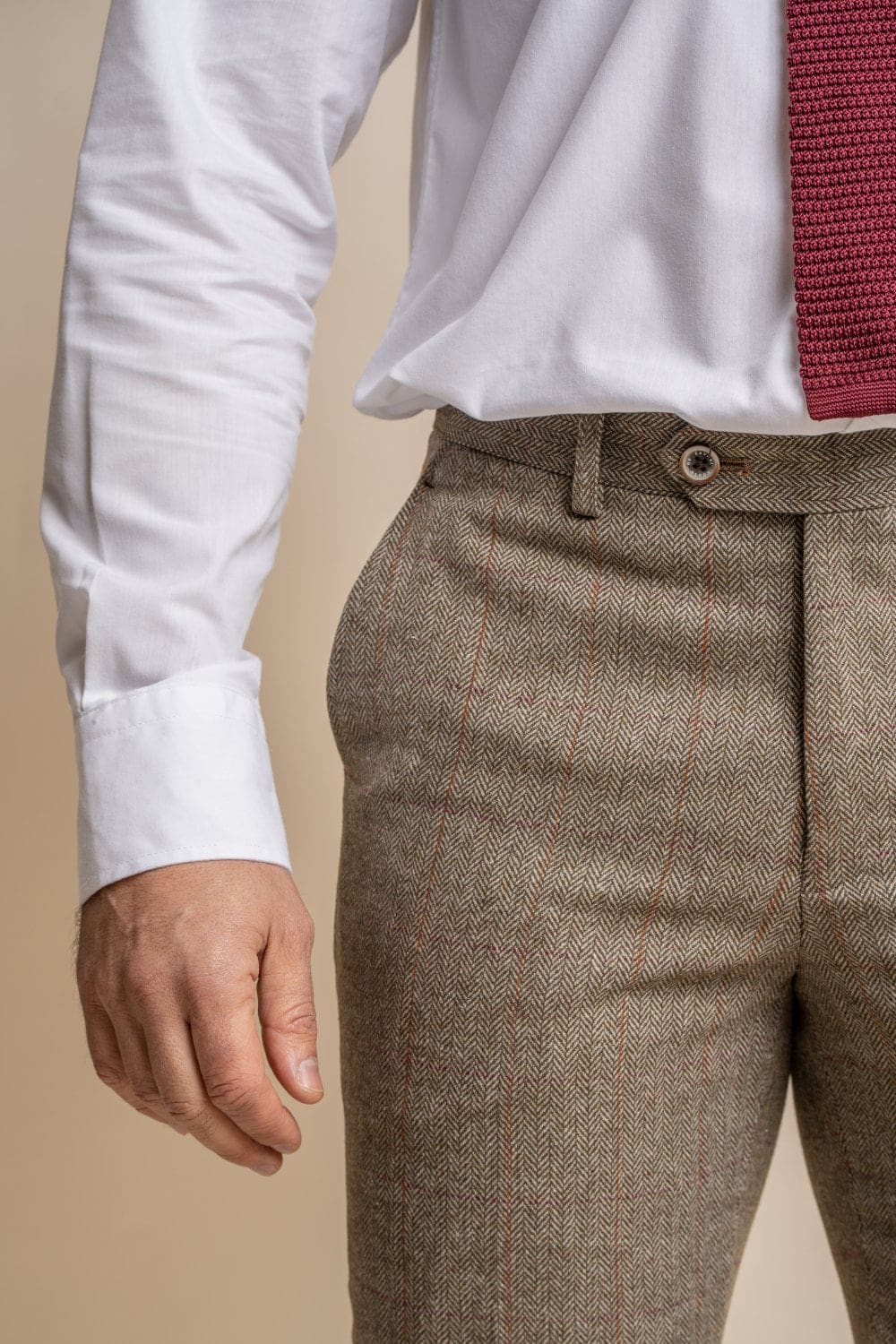 Cavani Gaston Sage Tweed Slim Fit Trousers for Men | Classic Formal Pants | Perfect for Office, Business Meetings & Special Occasions