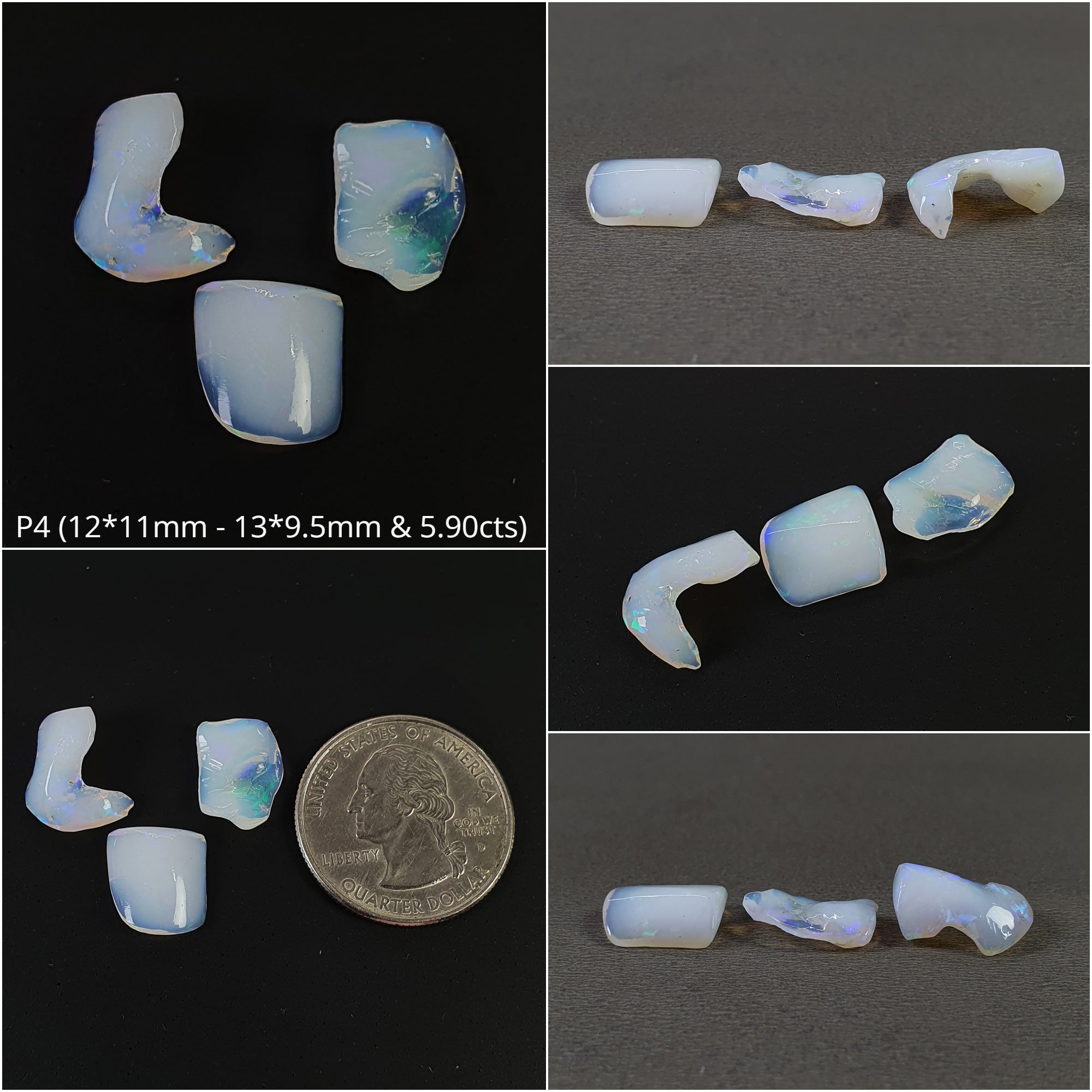 Natural Ethiopian White Opal Cabochon - Untreated Gemstone, Irregular Shape (1pc, 2pc, 3pc Options) for Jewelry Making, Pendants & Rings