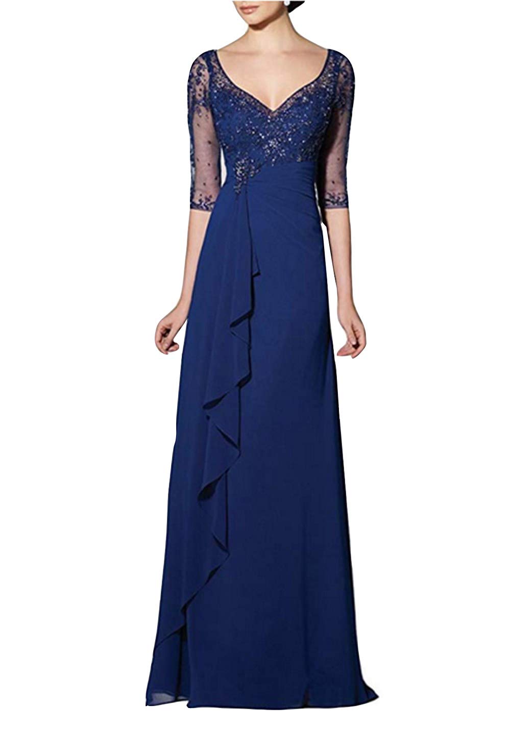 Emanni Women's Elegant Sheath Evening Dress with Applique & Illusion Sleeves - Perfect for Mother of the Bride, Prom, Cocktail Party & Formal Occasions