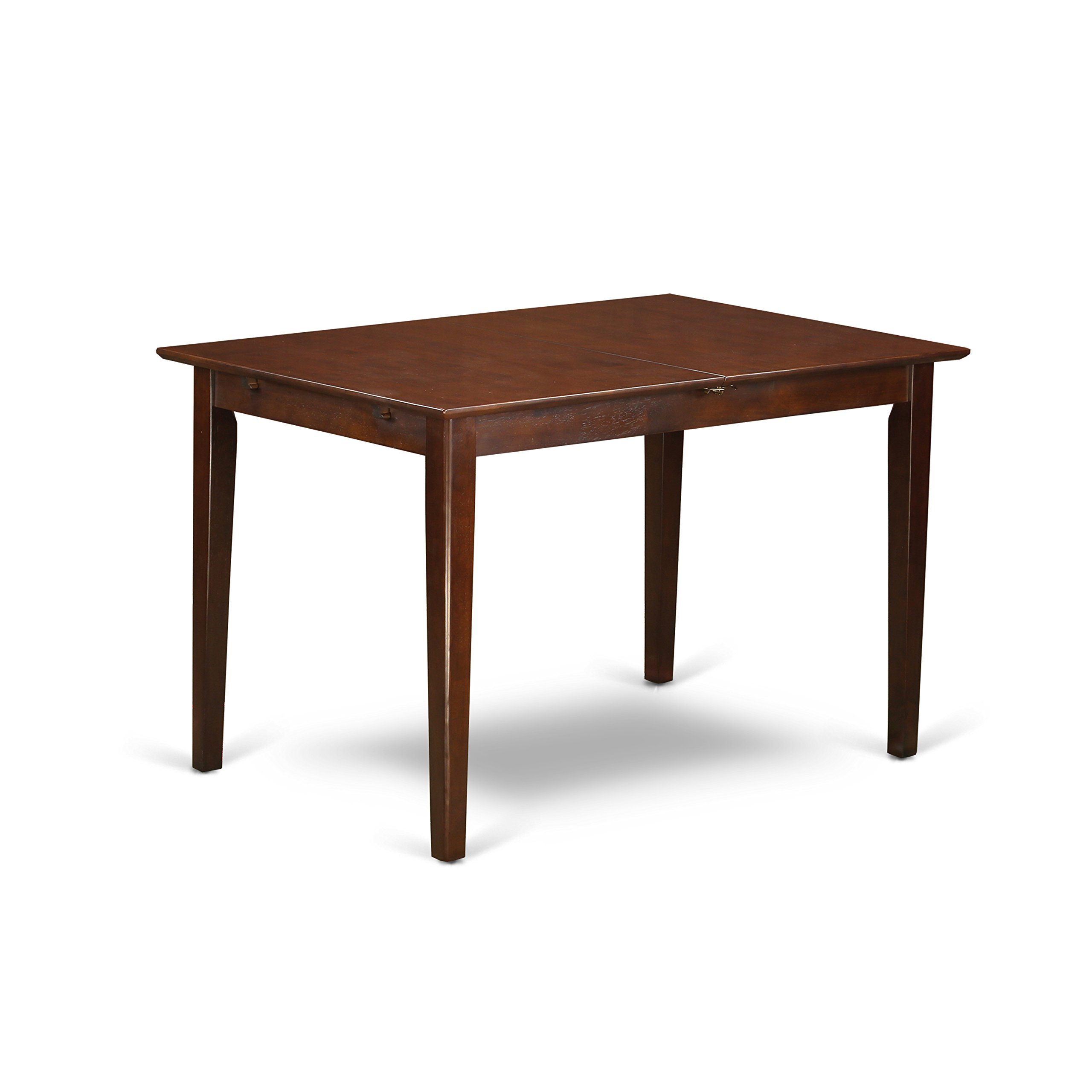 East West Furniture PSAB3-MAH-18 3-Piece Small Space Dinette Set with Extendable Rectangle Dining Table (32x60 Inch) & 2 Coffee Linen Fabric Parson Chairs - Mahogany Finish | Perfect for Apartments, Breakfast Nooks & Cozy Dining Areas