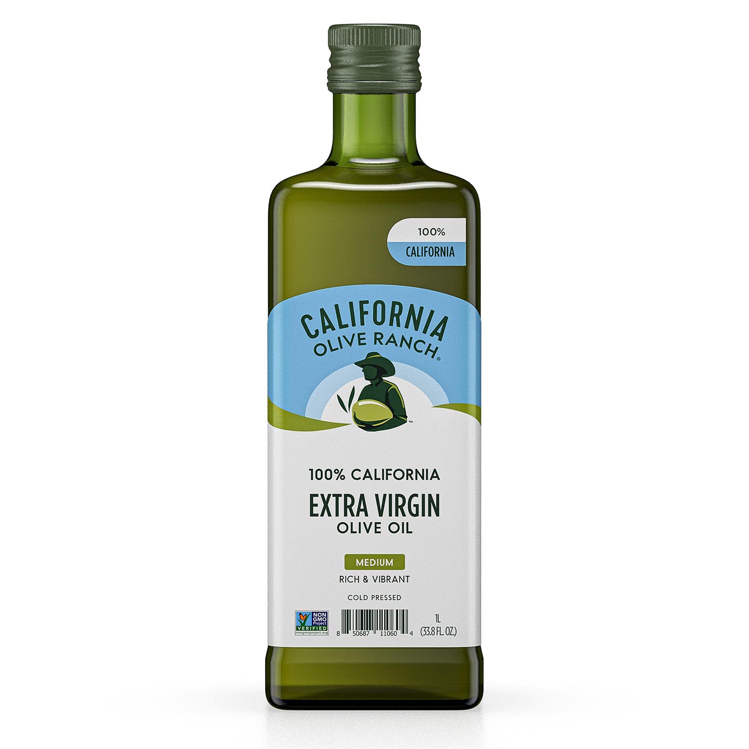 Premium 100% California Extra Virgin Olive Oil - Cold Pressed, Medium Intensity, Rich & Vibrant Flavor - 2 Bottles (33.8 fl oz/1L Each) - Perfect for Salad Dressings, Cooking & Gourmet Recipes