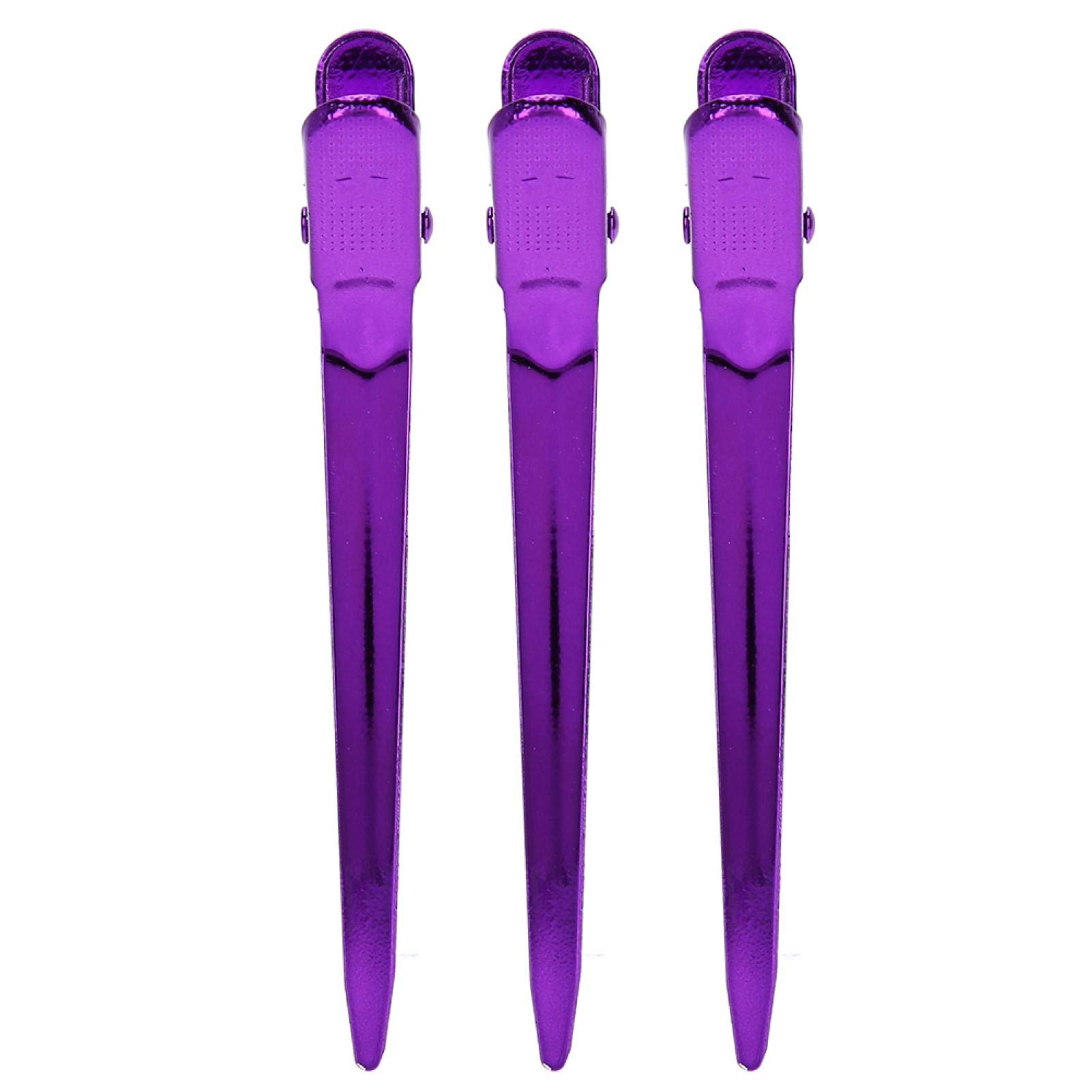 Professional Salon Hair Clips - Non-Slip Comfortable Hair Grips for Styling, Barber Shop & Home Use - Perfect for Hairdressing, Braiding & Daily Styling (Purple)