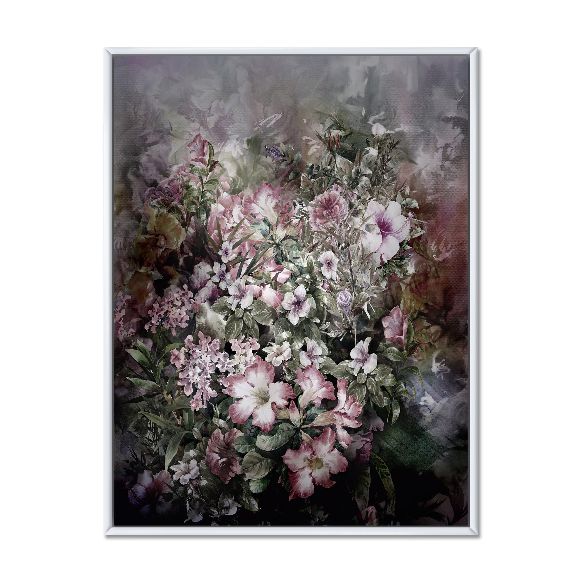 Vintage Floral Canvas Wall Art Print - DesignQ Retro Flower Drawing IV - Perfect for Living Room, Bedroom & Office Decor