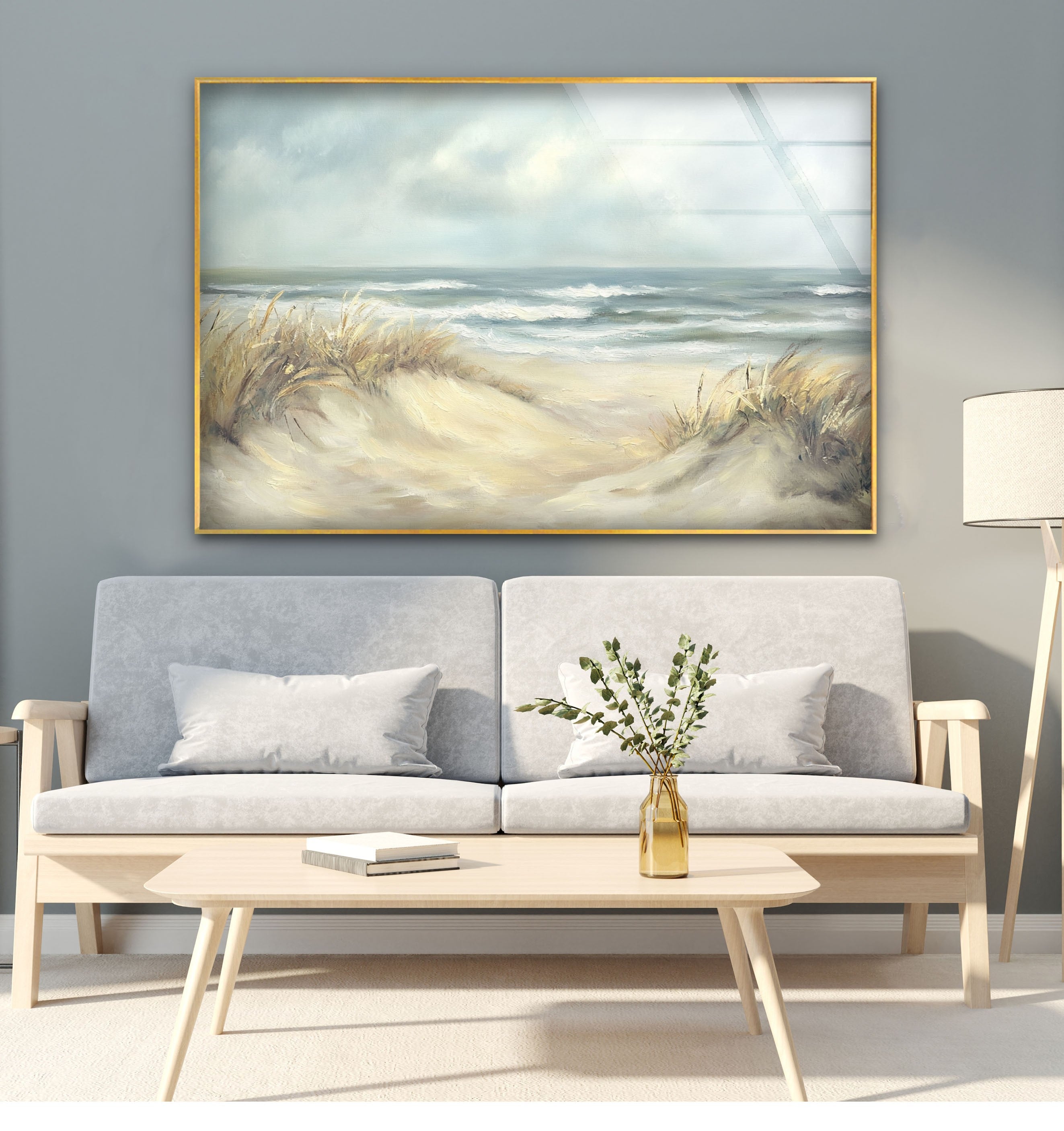 Coastal Breeze Serene Beachscape Glass Wall Art - Ocean Themed Home Decor for Living Room, Bedroom & Office