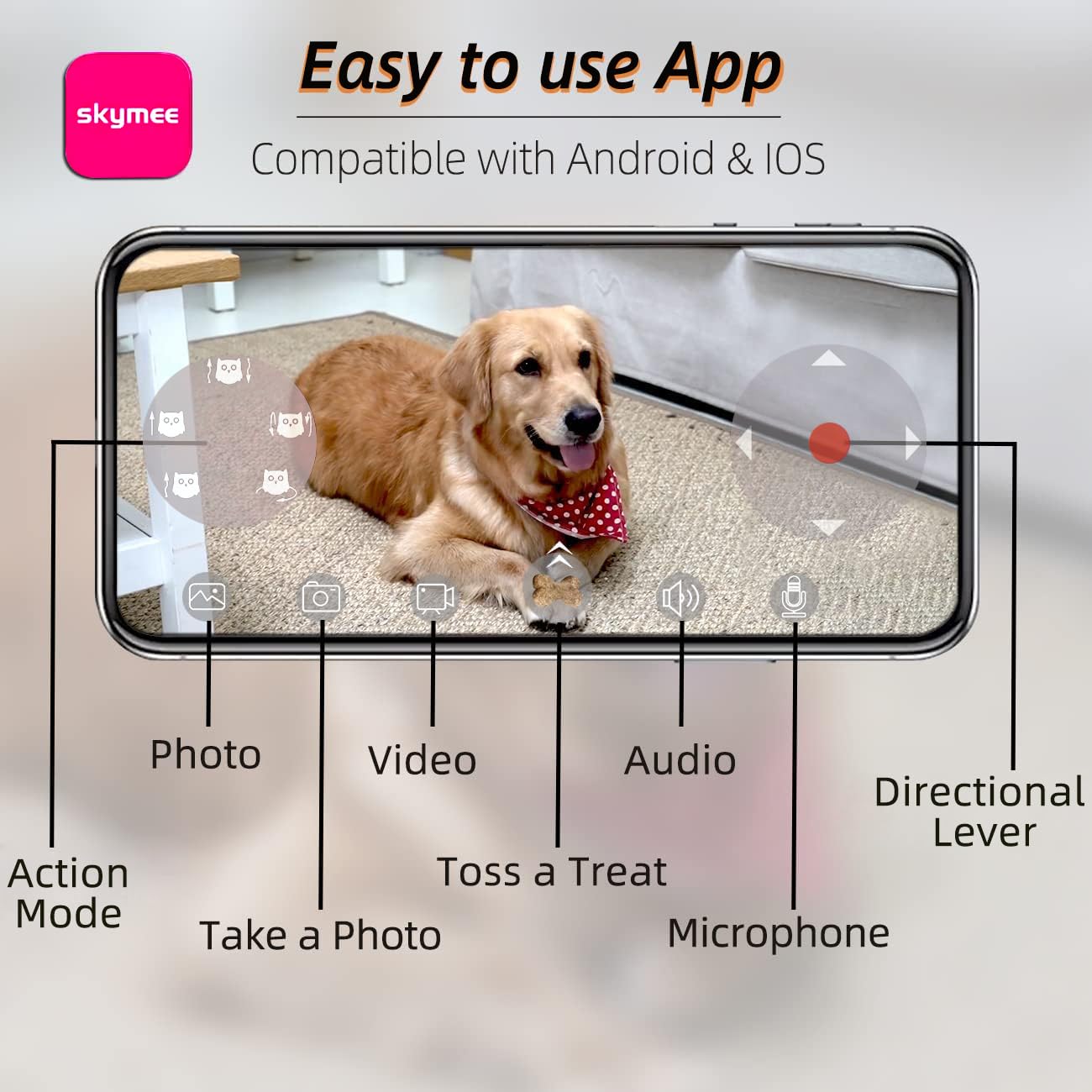 SKYMEE Owl Robot: 1080P Full HD Pet Camera with Treat Dispenser & 2-Way Audio - Interactive Toy for Dogs & Cats - App-Controlled Home Monitoring System - No Monthly Fees - Perfect for Pet Training, Playtime & Remote Home Security