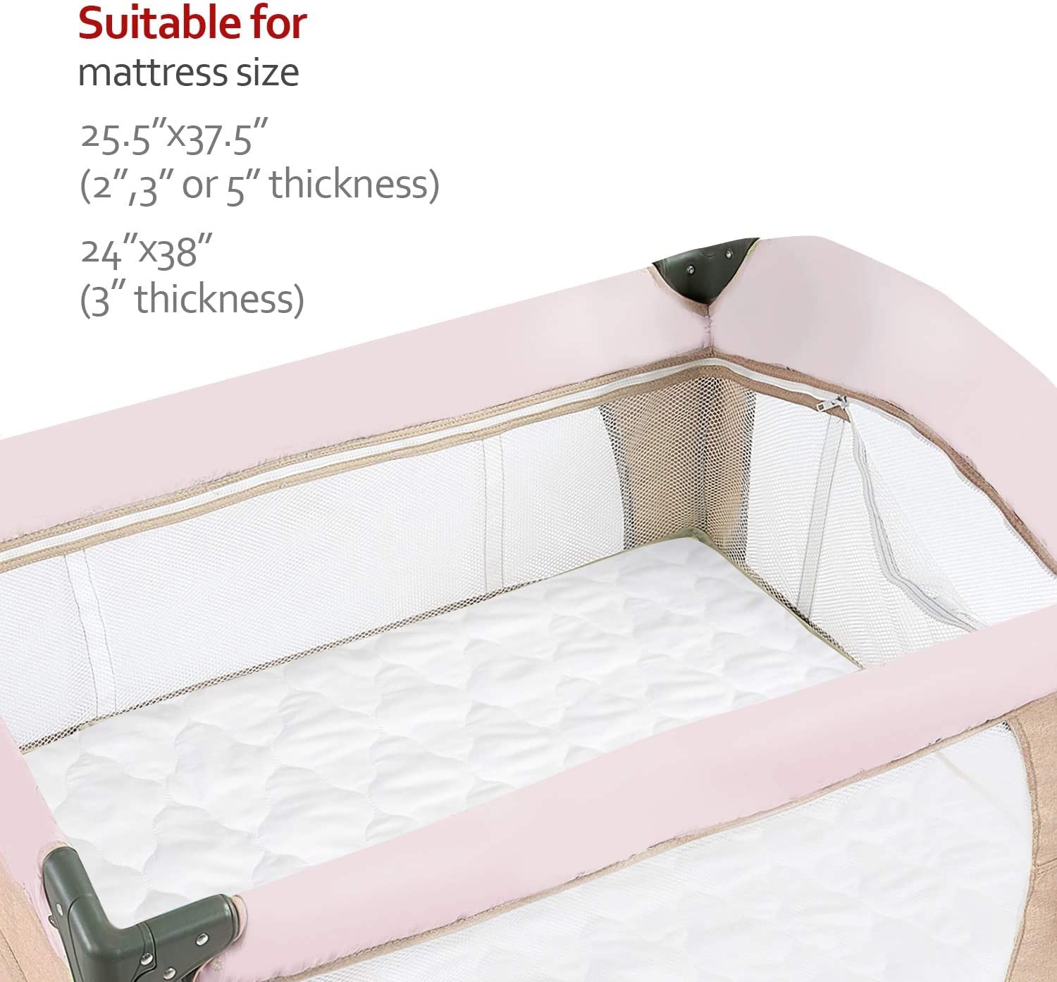 Waterproof Pack n Play Mattress Pad 2 Pack - Soft Fitted Crib Protector 27