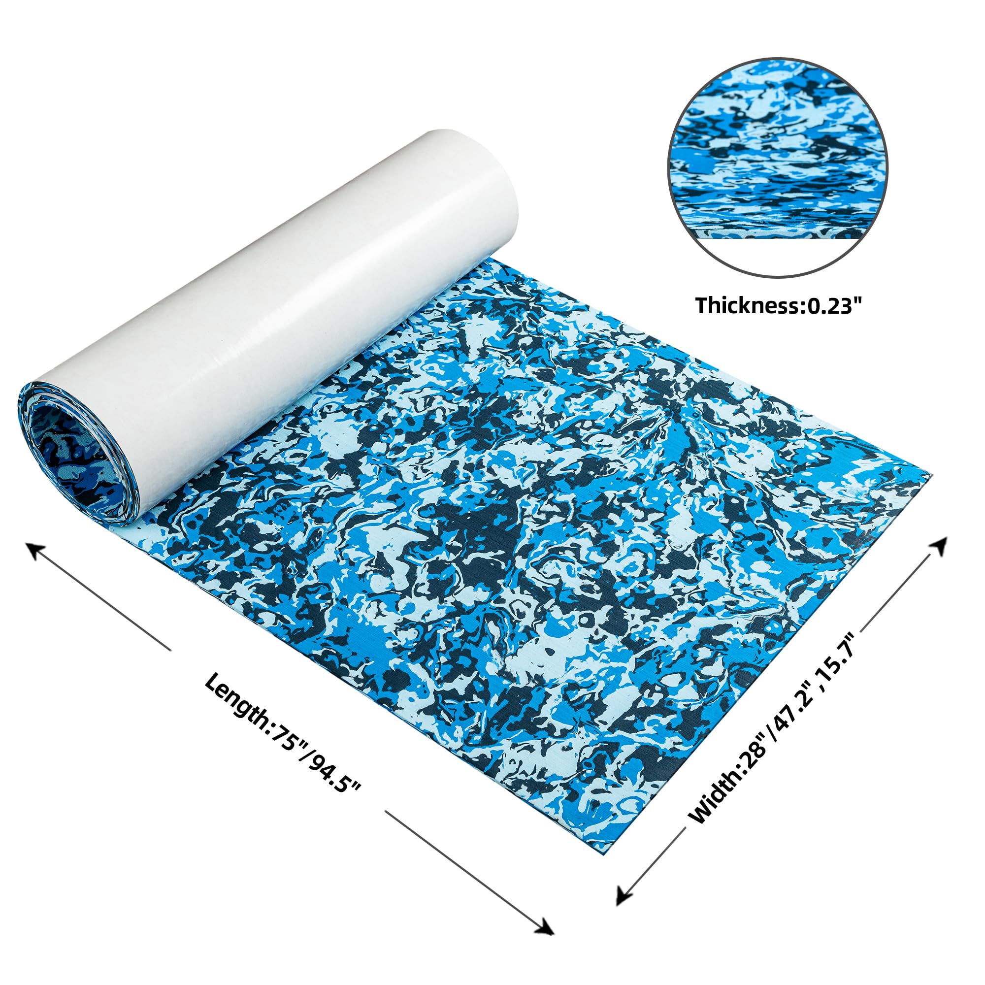 FOCEAN Non-Slip EVA Foam Boat Decking - Waterproof Marine Flooring with Brushed Texture for Boats, Yachts, Kayaks & RVs (94.5