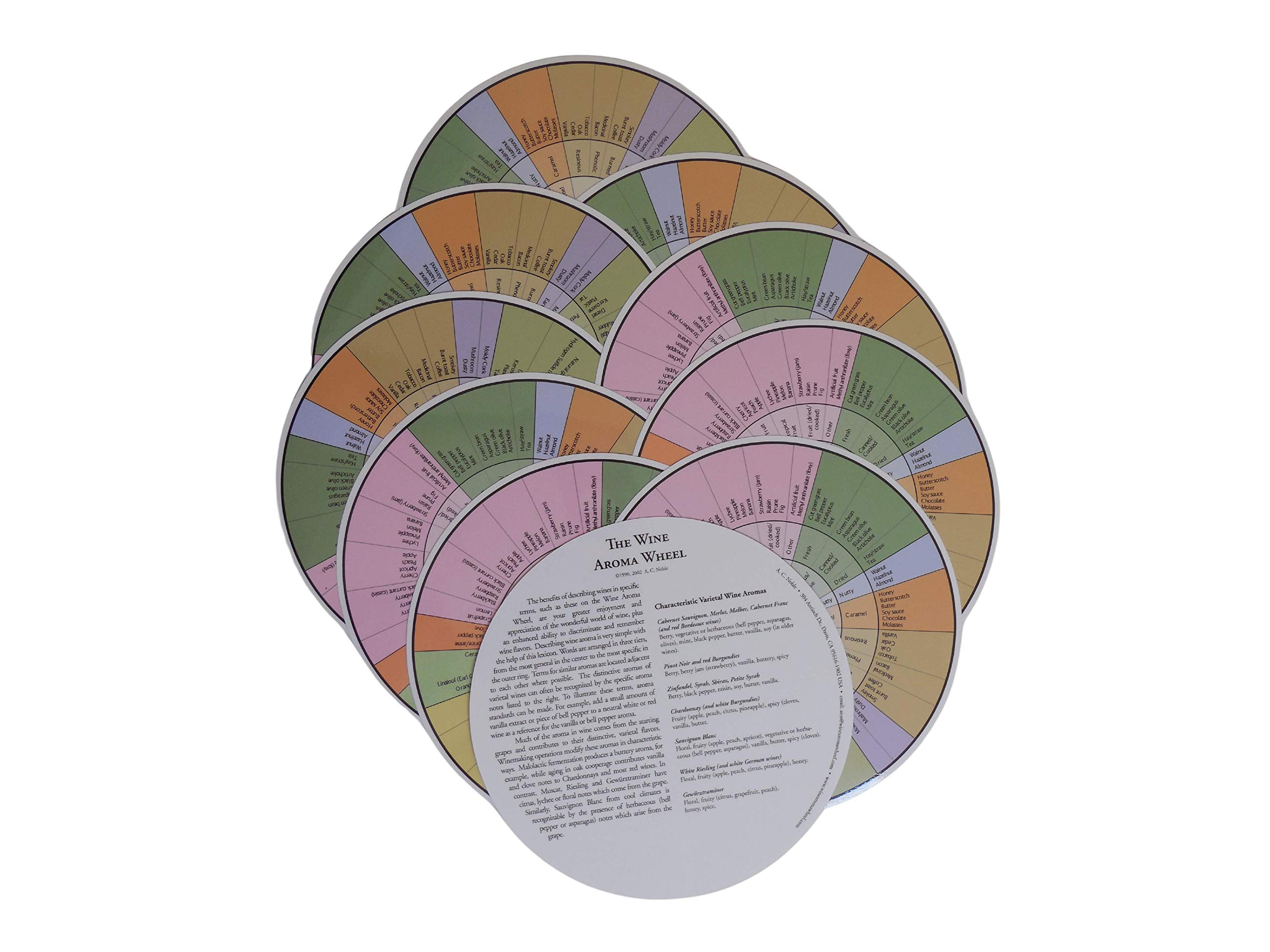 A.C. Noble - 10 Piece Wine Aroma Wheel Set for Wine Tasting & Sommelier Training | Enhance Wine Knowledge & Flavor Identification for Beginners & Professionals