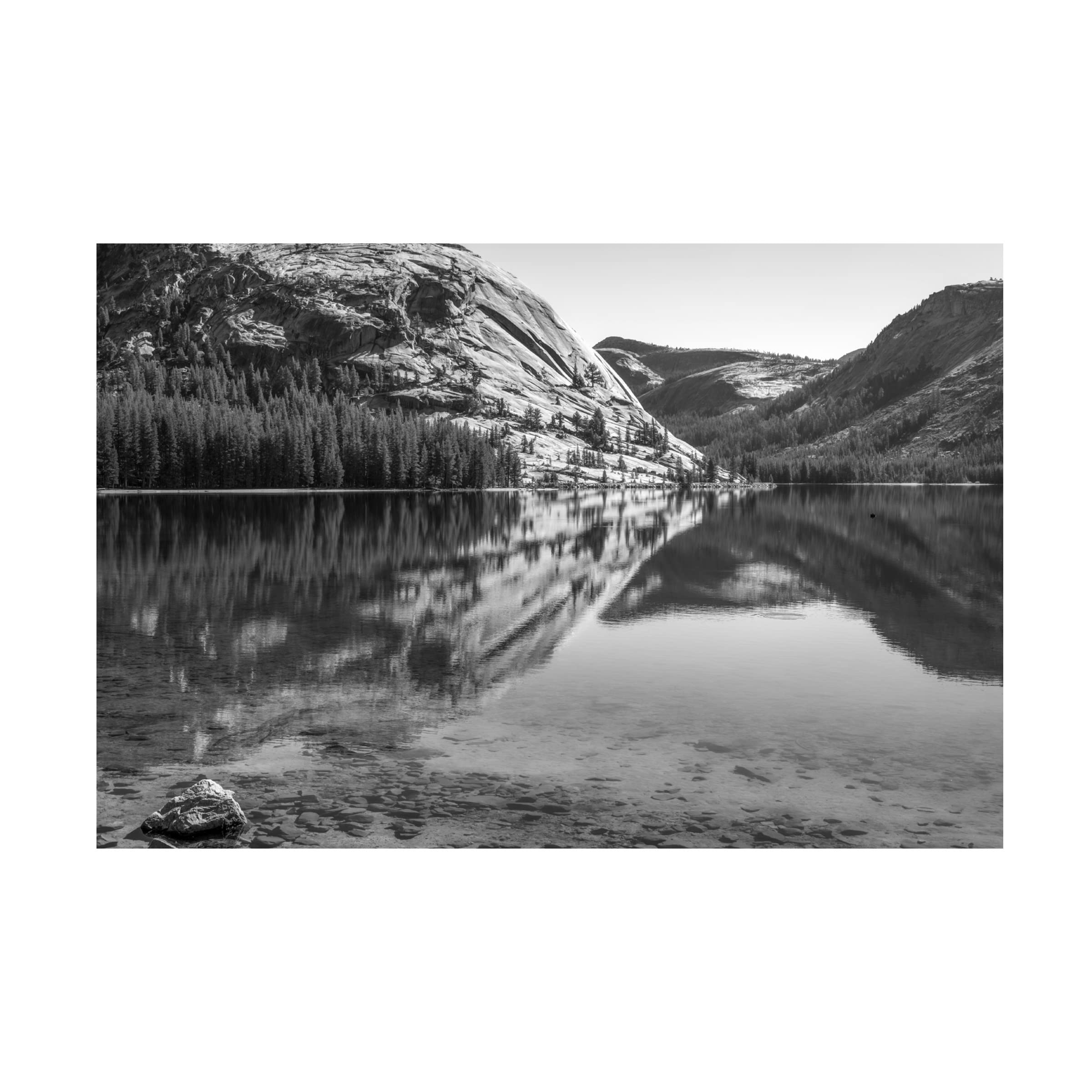 Joseph S Giacalone 'Tenaya Beauty Monochrome' 16x24 Canvas Wall Art Print - Modern Black & White Landscape Painting for Living Room, Bedroom & Office Decor
