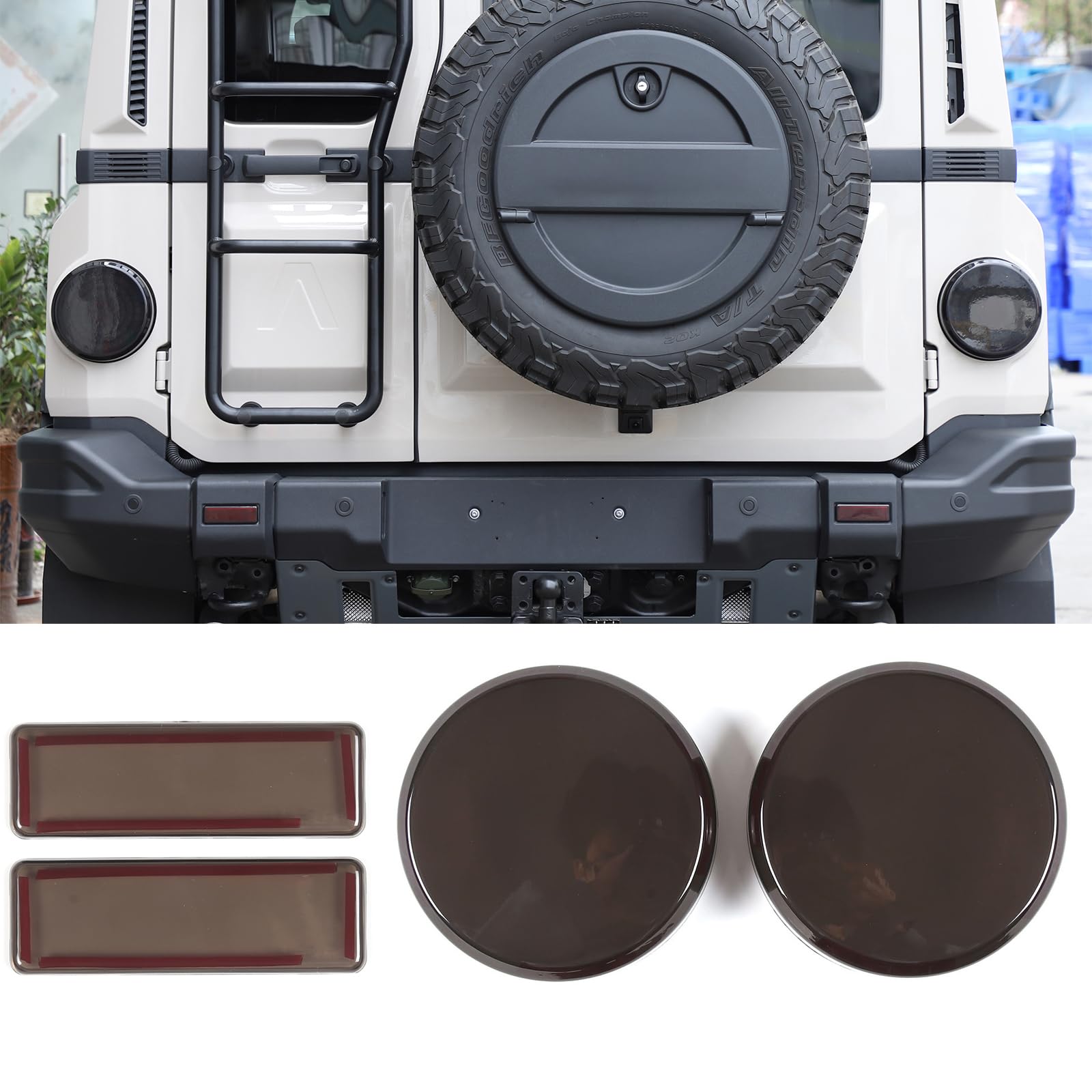 Smoked Black Rear Tail Light & Fog Lamp Cover for INEOS Grenadier 2020-2024 - Durable Car Exterior Accessory for Off-Road Protection & Style Enhancement | Perfect for Adventure Driving & Night Visibility