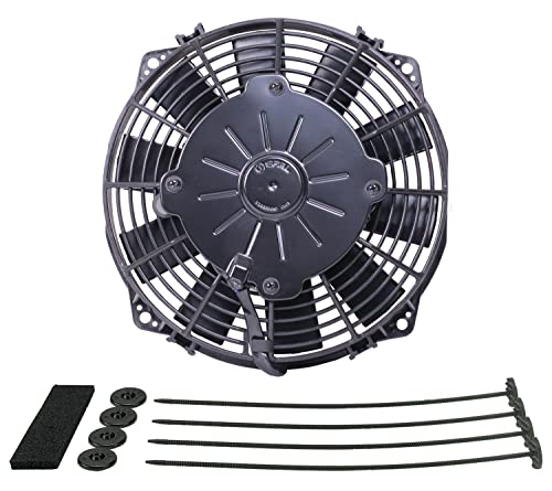 Derale 8 Inch Electric Cooling Fan - 366 CFM Straight Blade Puller Fan, 8 x 8-1/4 x 2 Inch, Plastic Construction - Perfect for Automotive Radiators, HVAC Systems & Industrial Cooling Applications