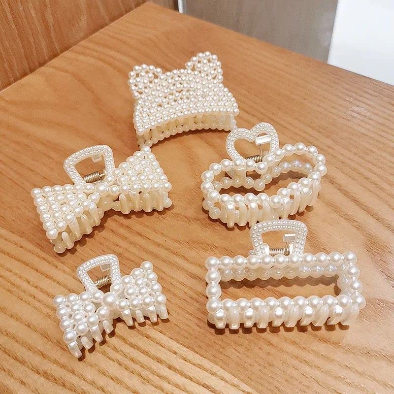 Pearl Hair Claw Clip for Women - Korean Style Hair Clutch with Strong Grip - Elegant Hair Accessories for Women & Girls - Perfect for Valentine's Day Gifts, Weddings, Parties & Everyday Styling