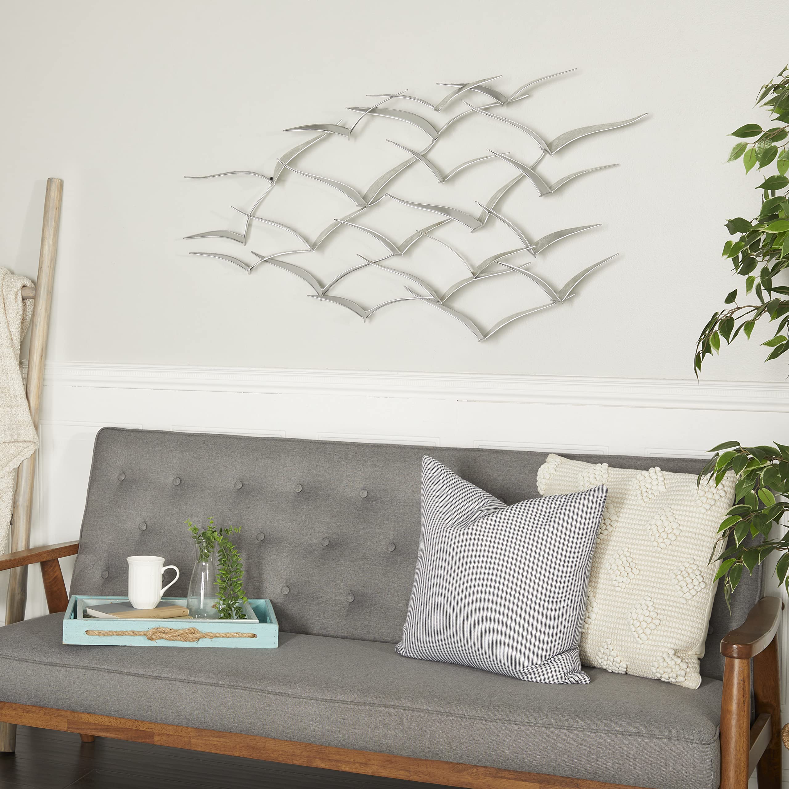 Deco 79 Metal Bird Wall Art Decor - Flying Flock Sculpture for Home & Office - 48