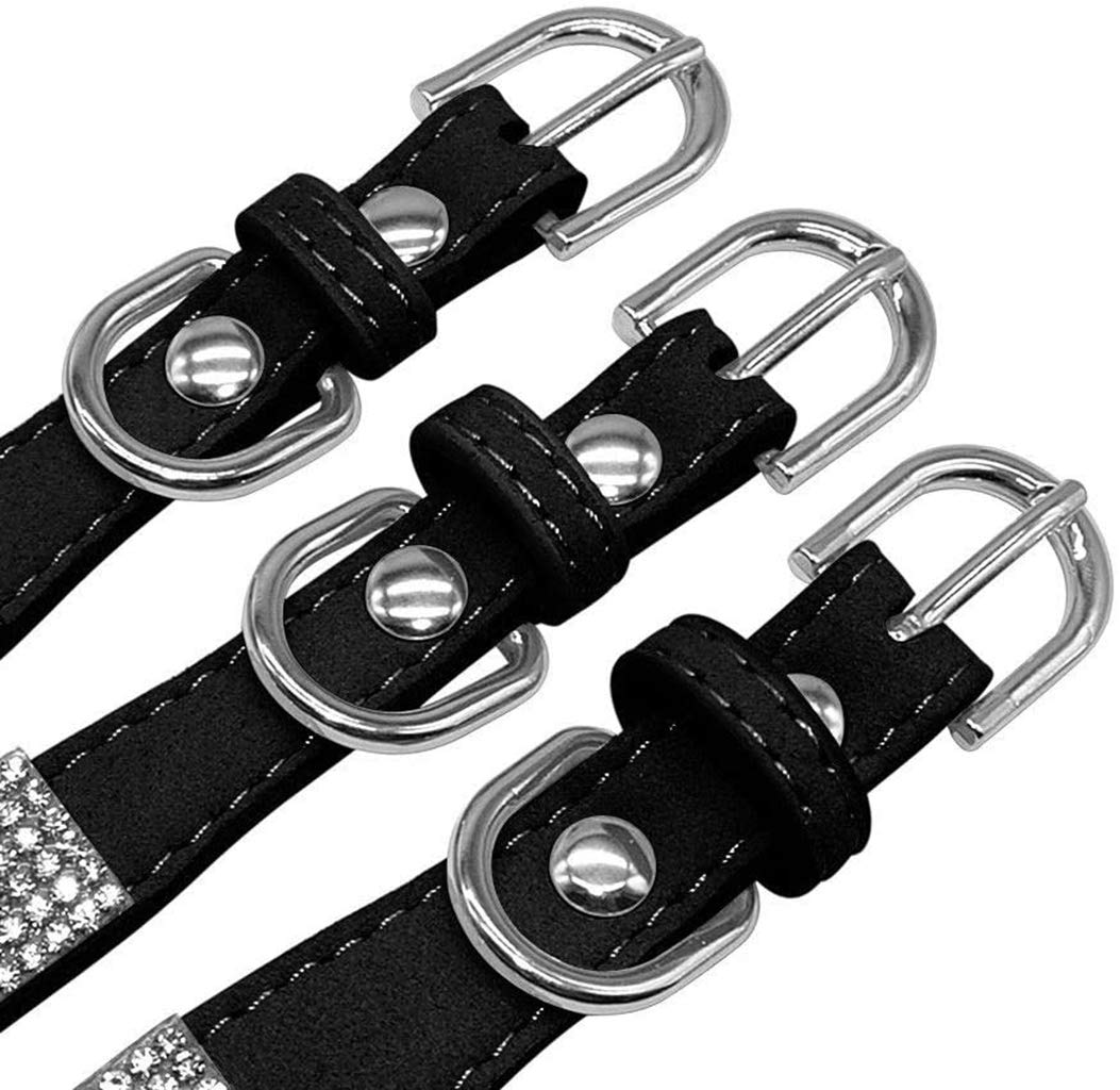Sparkling Rhinestone Dog Collar - Soft Suede Leather Pet Collar with Crystal Diamonds for Small Dogs & Cats | Perfect for Parties, Weddings & Special Occasions